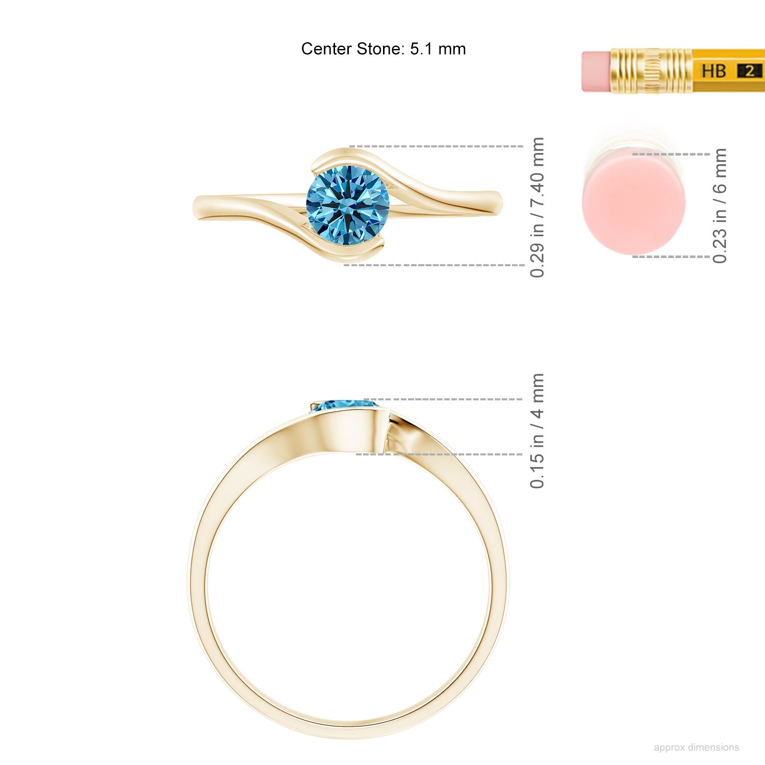 Semi Bezel-Set Solitaire Round Lab-Grown Fancy Intense Blue