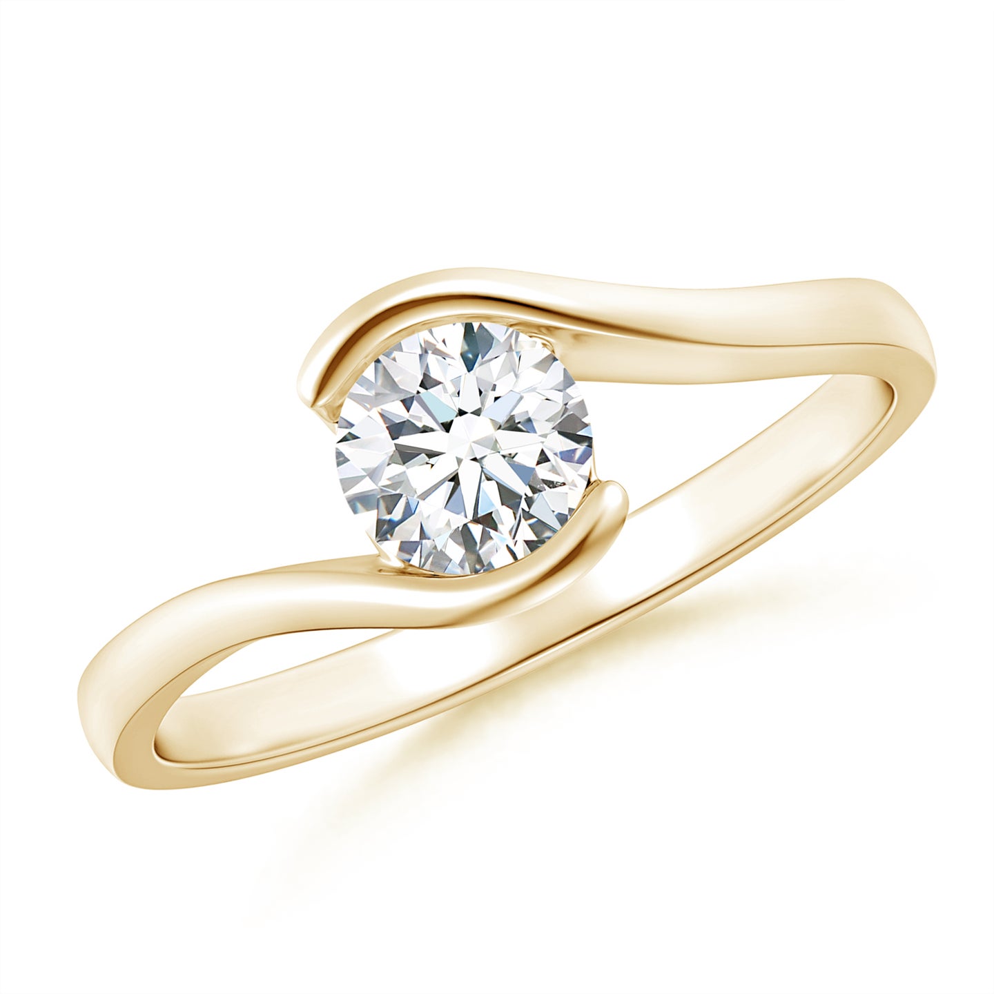 Lab-Grown Semi Bezel-Set Solitaire Round Diamond Bypass Ring