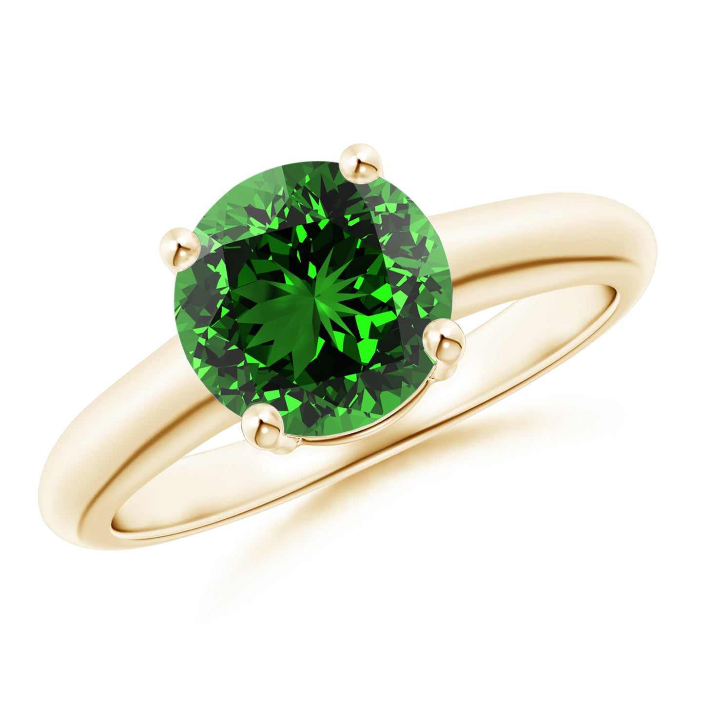 8mm Labgrown Lab-Grown Round Emerald Solitaire Engagement Ring in Yellow Gold 8mm Labgrown Lab-Grown Round Emerald Solitaire Engagement Ring in Yellow Gold