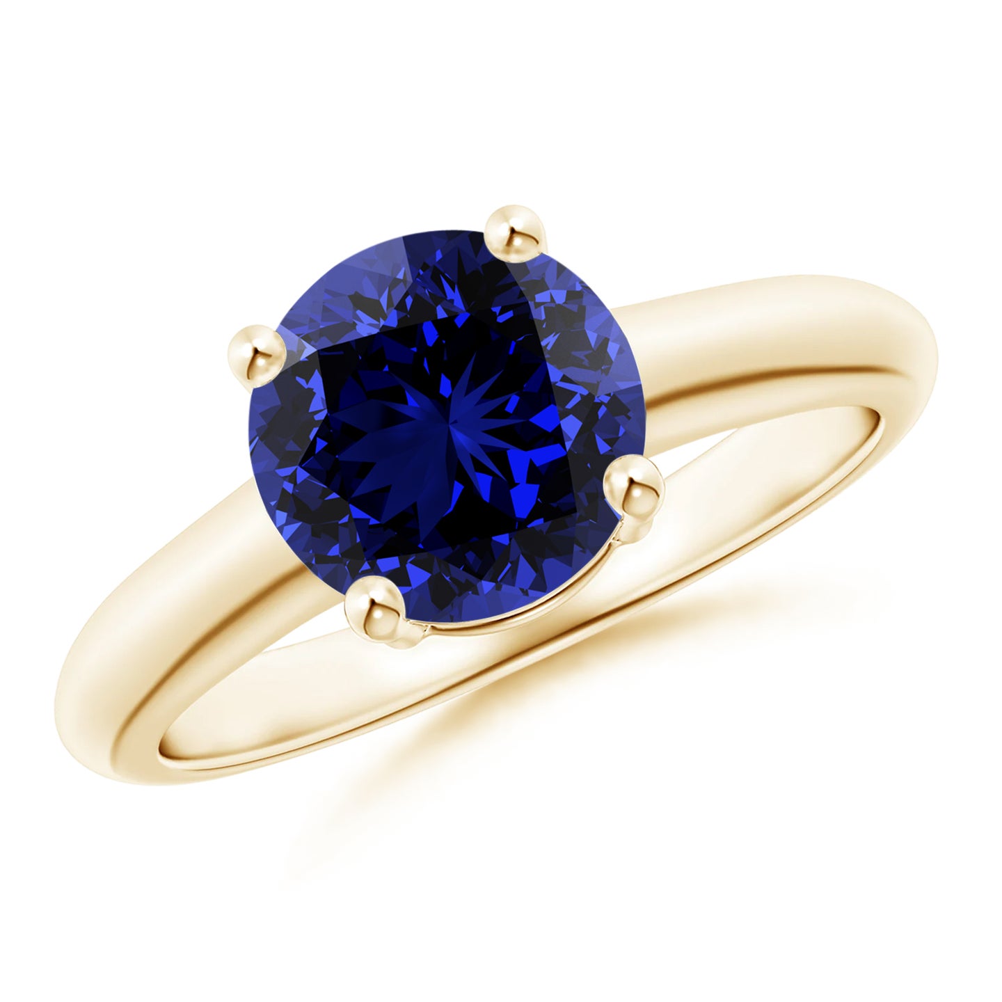 8mm Labgrown Lab-Grown Round Blue Sapphire Solitaire Engagement Ring in Yellow Gold