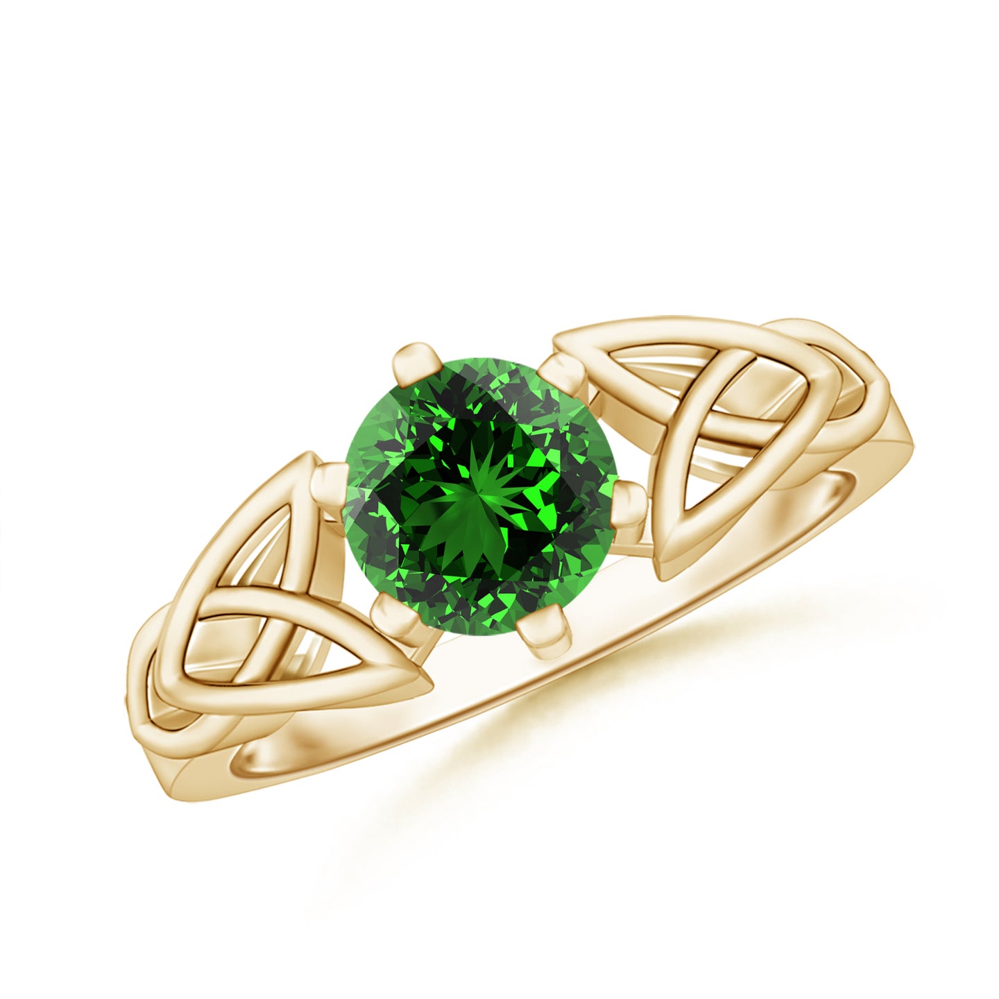 Lab-Grown Solitaire Round Emerald Celtic Knot Ring Lab-Grown Solitaire Round Emerald Celtic Knot Ring
