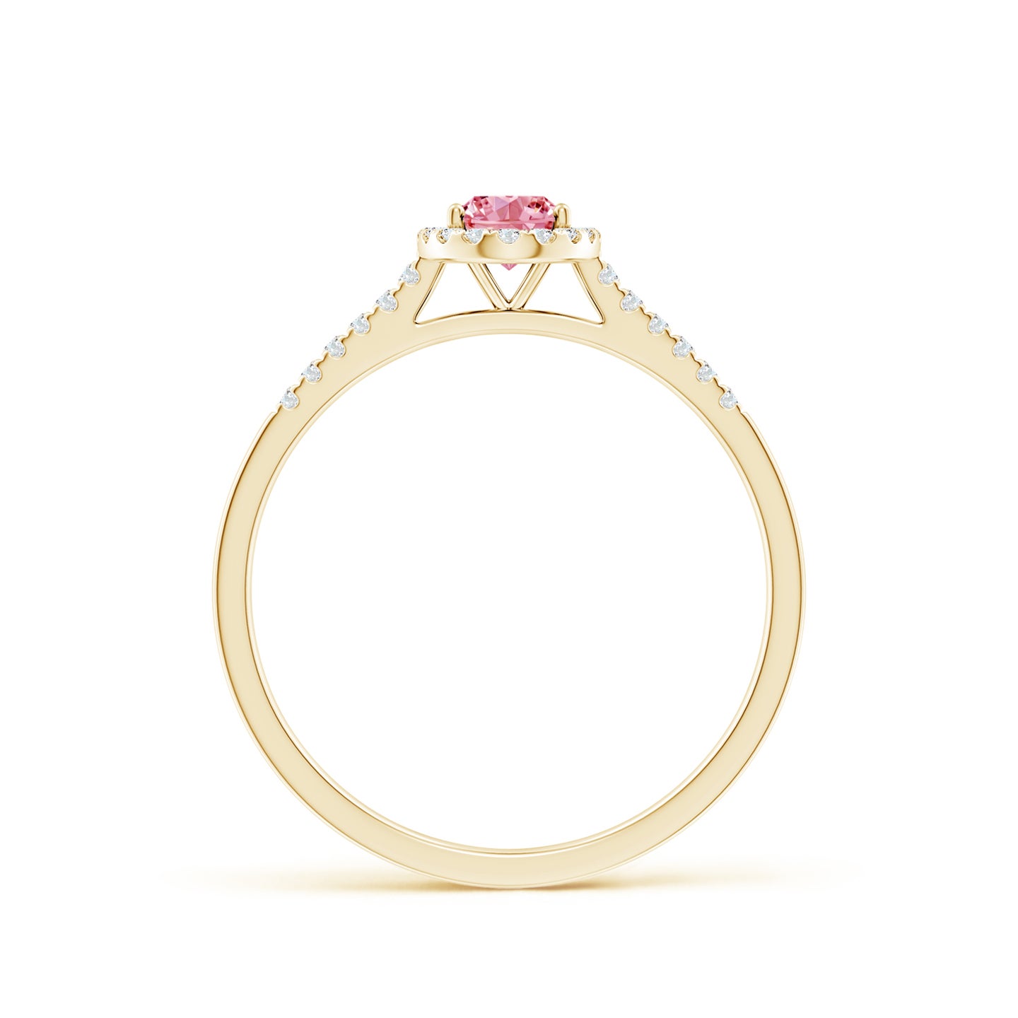 Prong-Set Oval Lab-Grown Fancy Intense Pink Diamond Halo Ring with Accents
