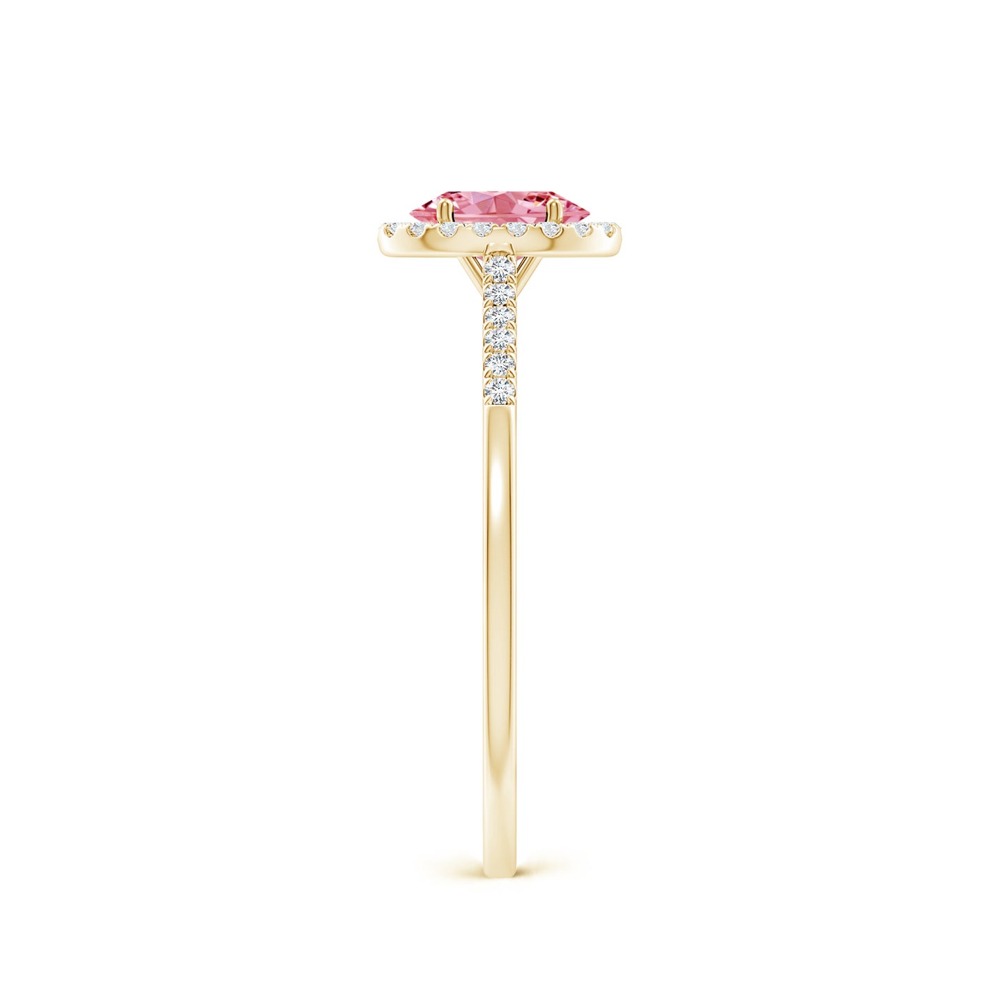 Prong-Set Oval Lab-Grown Fancy Intense Pink Diamond Halo Ring with Accents