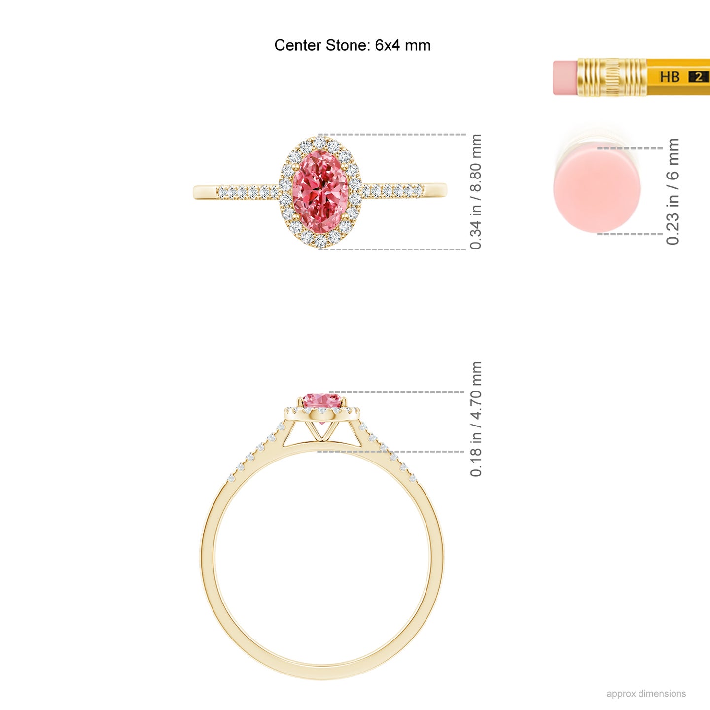 Prong-Set Oval Lab-Grown Fancy Intense Pink Diamond Halo Ring with Accents