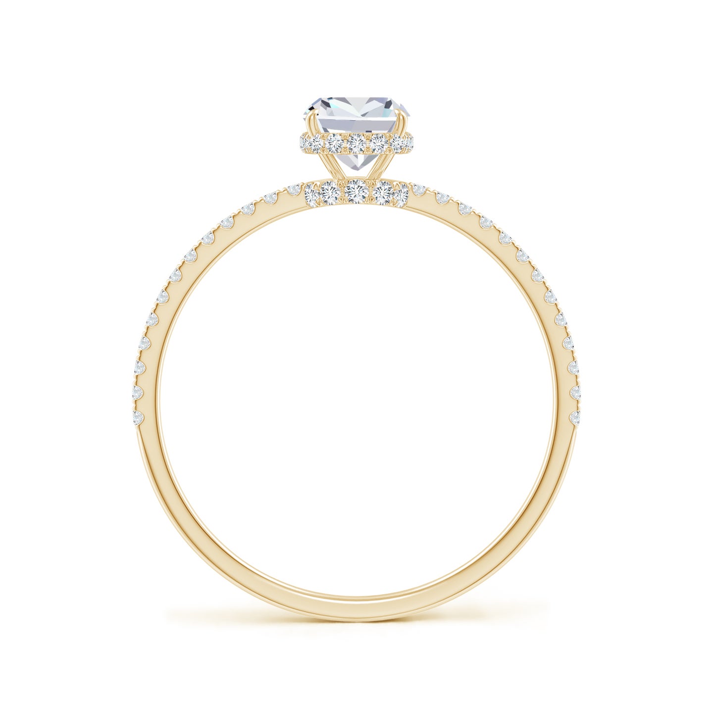 Lab-Grown Thin Shank Cushion Diamond Ring with Lab Diamond Accents