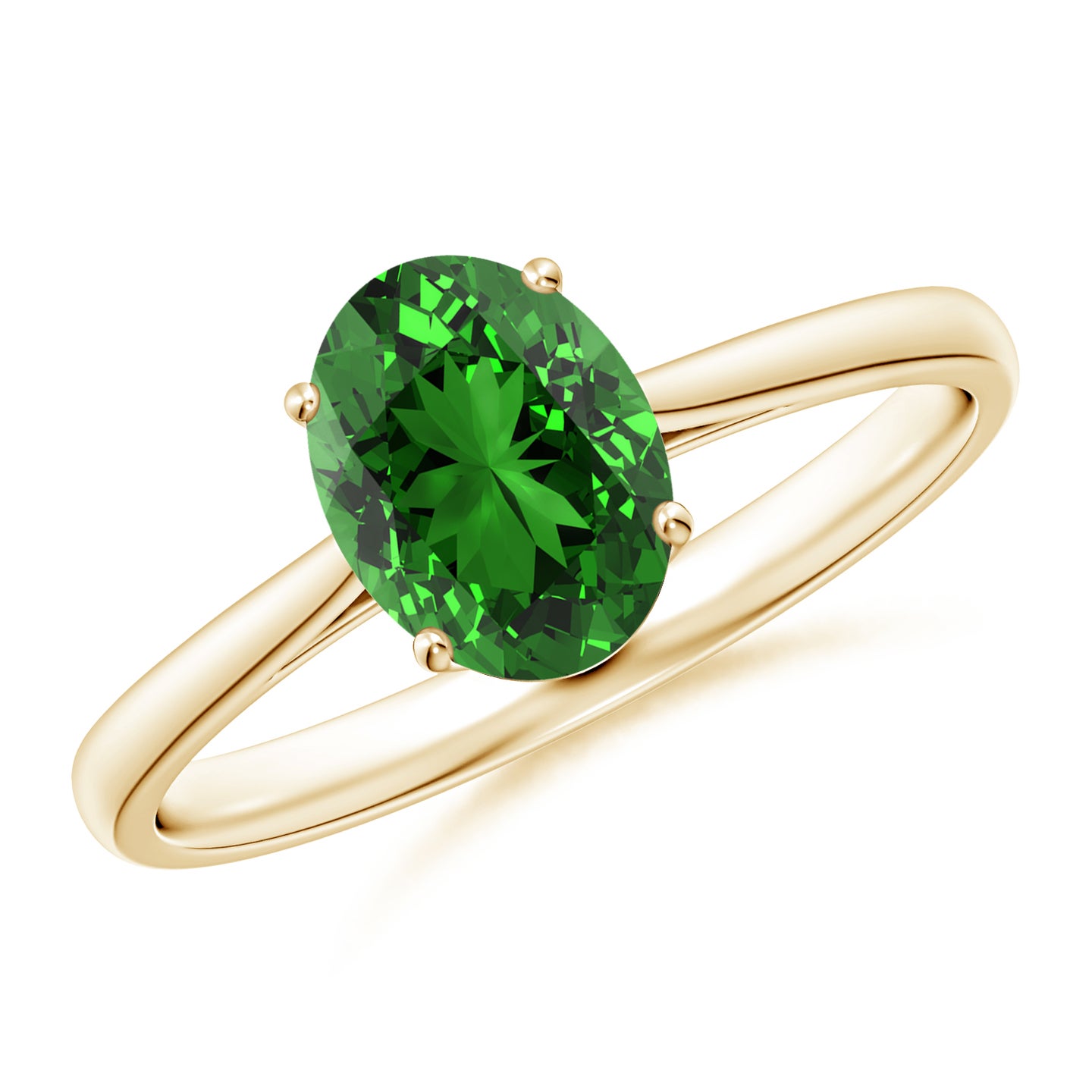 8x6mm Labgrown Lab-Grown Oval Solitaire Emerald Cocktail Ring in Yellow Gold 8x6mm Labgrown Lab-Grown Oval Solitaire Emerald Cocktail Ring in Yellow Gold