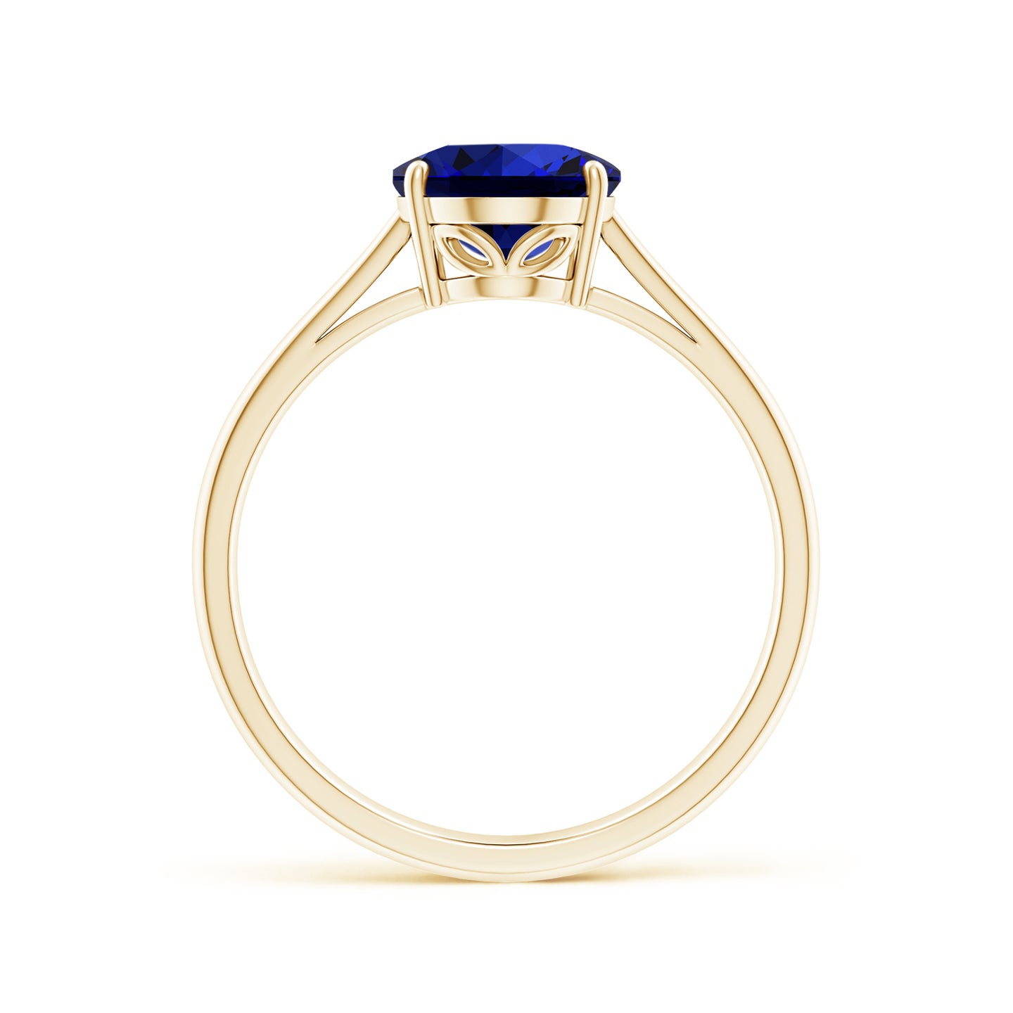 9x7mm Labgrown Lab-Grown Oval Solitaire Blue Sapphire Cocktail Ring in Yellow Gold