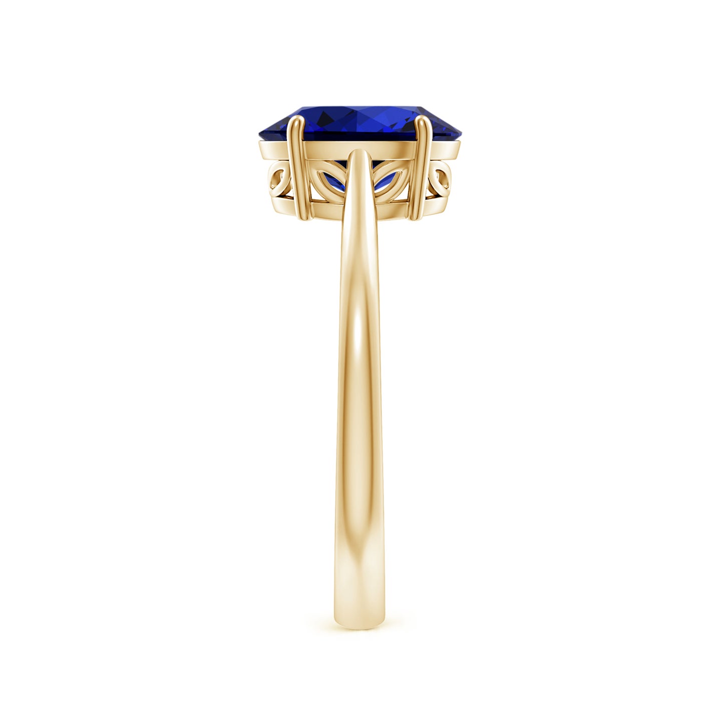 9x7mm Labgrown Lab-Grown Oval Solitaire Blue Sapphire Cocktail Ring in Yellow Gold