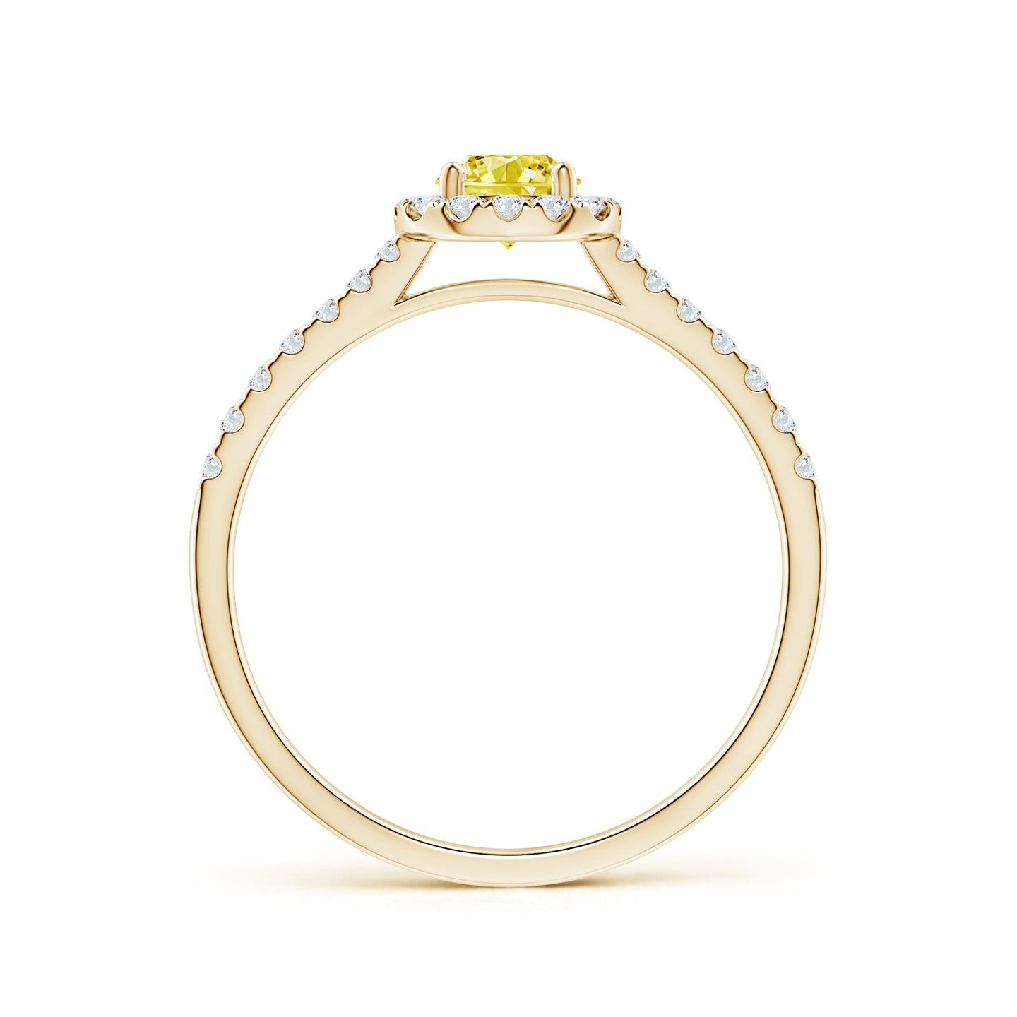 Round Lab-Grown Fancy Intense Yellow Diamond Halo Ring with Accents