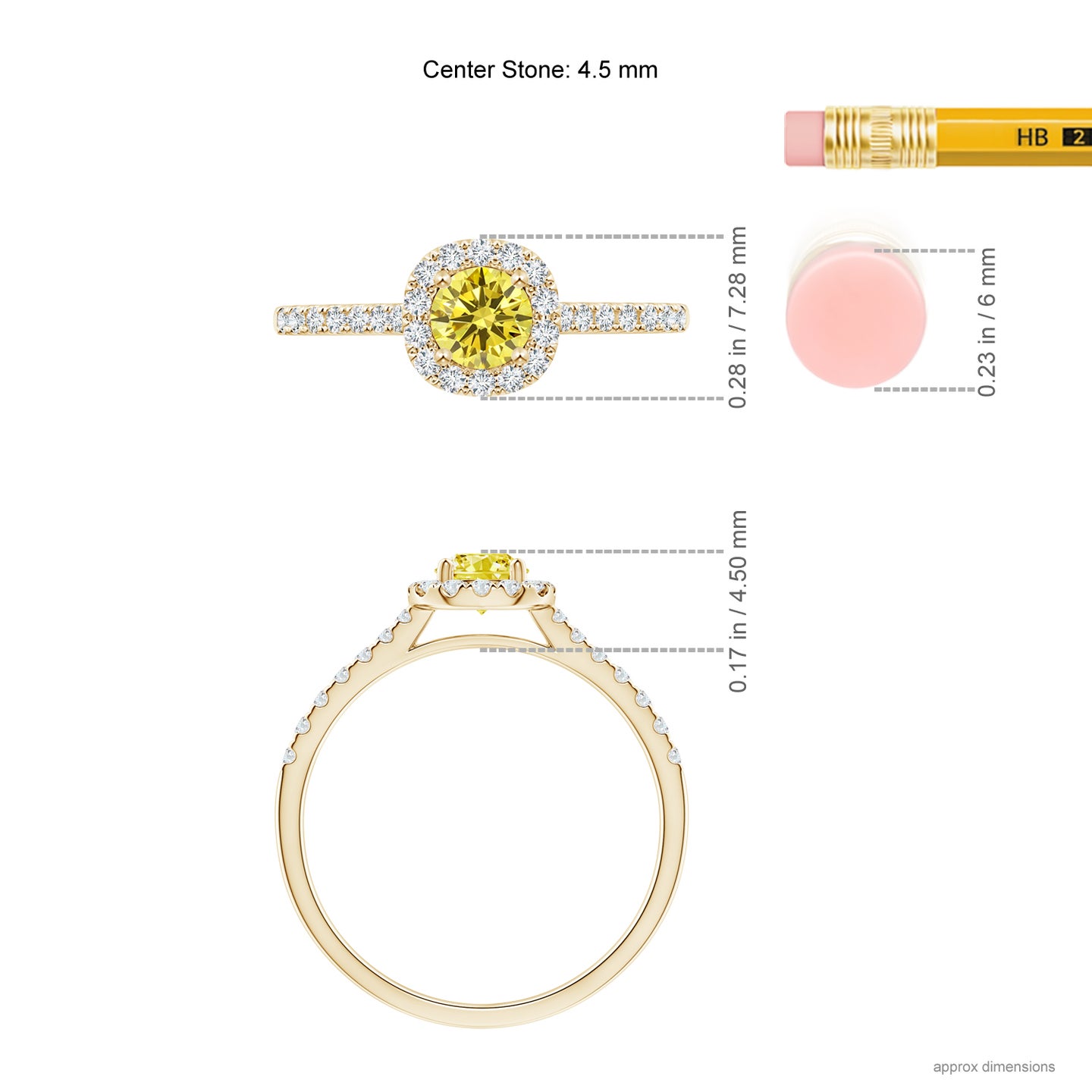 Round Lab-Grown Fancy Intense Yellow Diamond Halo Ring with Accents
