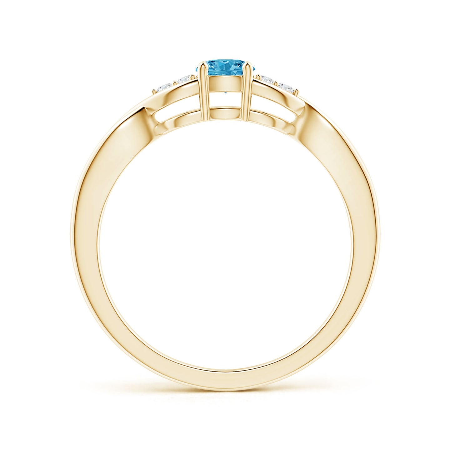 Infinity Twist Round Lab-Grown Fancy Intense Blue Diamond Promise Ring with Prong Set