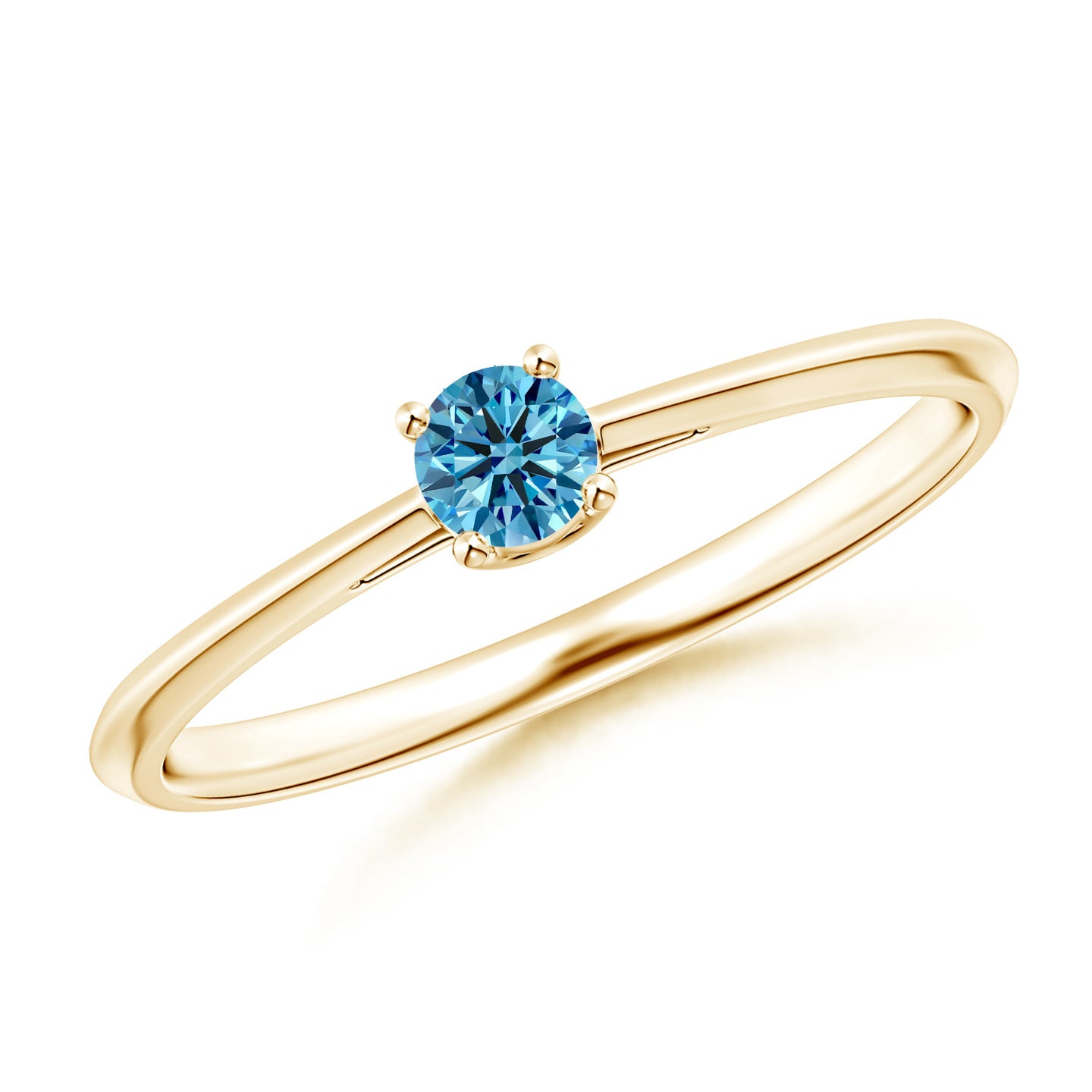 Knife-Edged Classic Round Lab-Grown Fancy Intense Blue Diamond Solitaire Ring