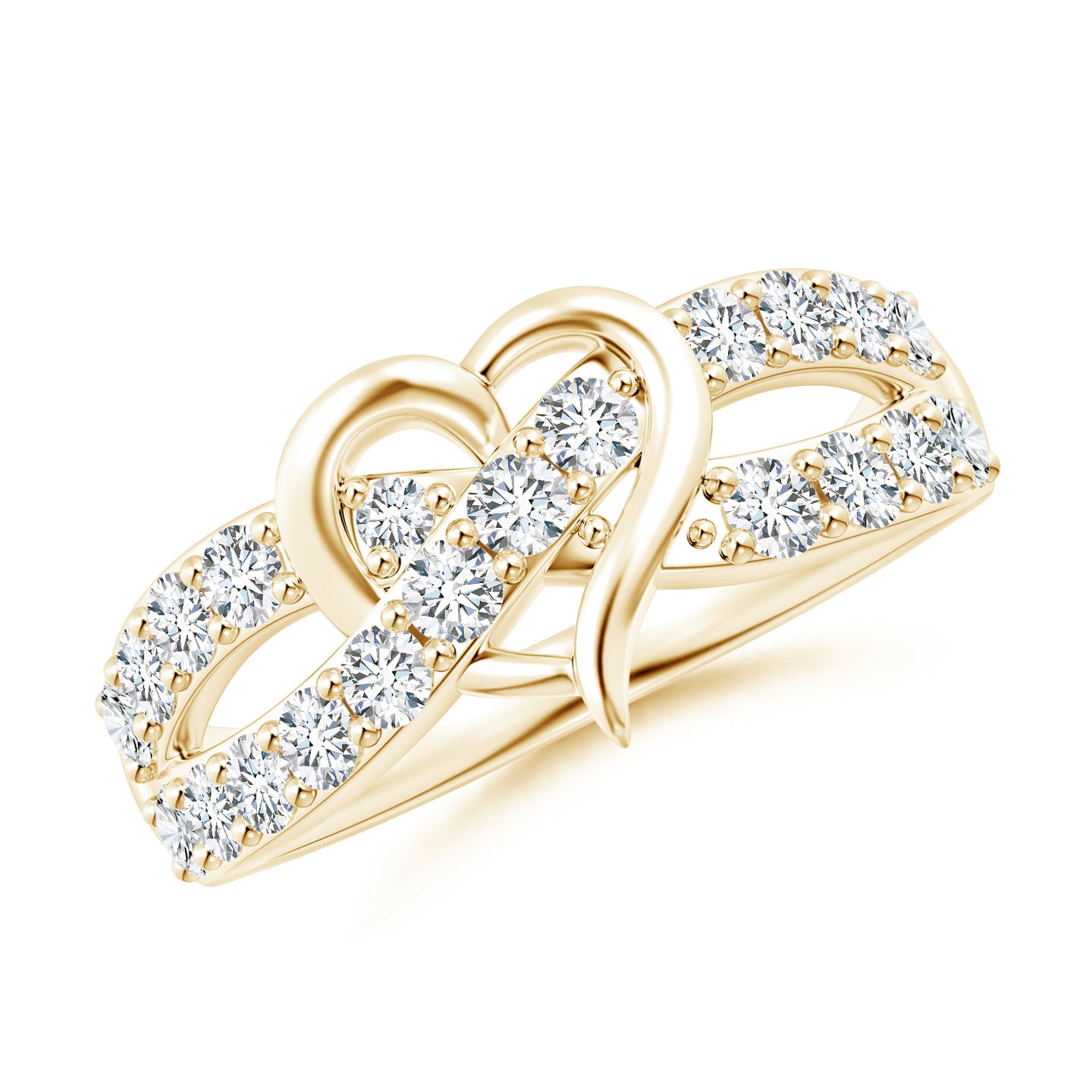 Lab-Grown Round Diamond Criss Cross Heart Promise Ring