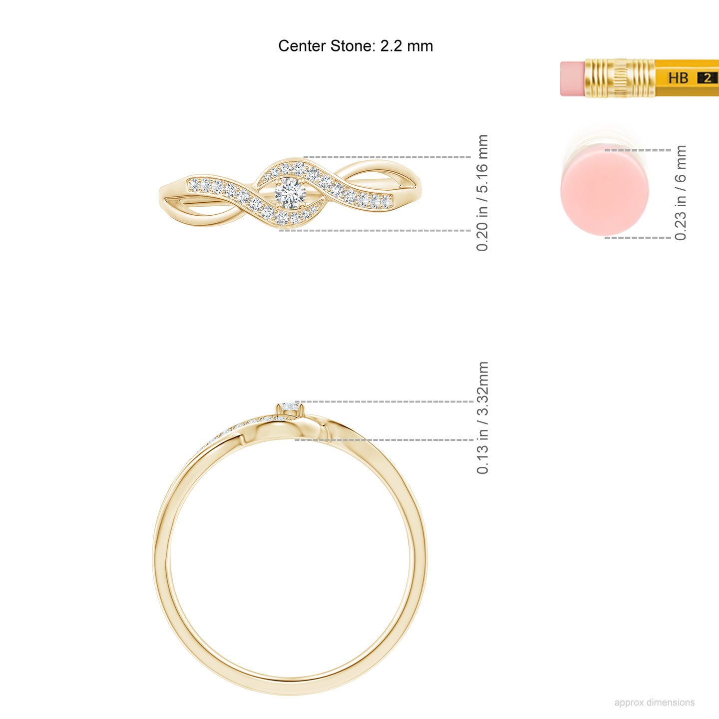 2.2mm FGVS Lab-Grown Solitaire Round Diamond Infinity Promise Ring in Yellow Gold
