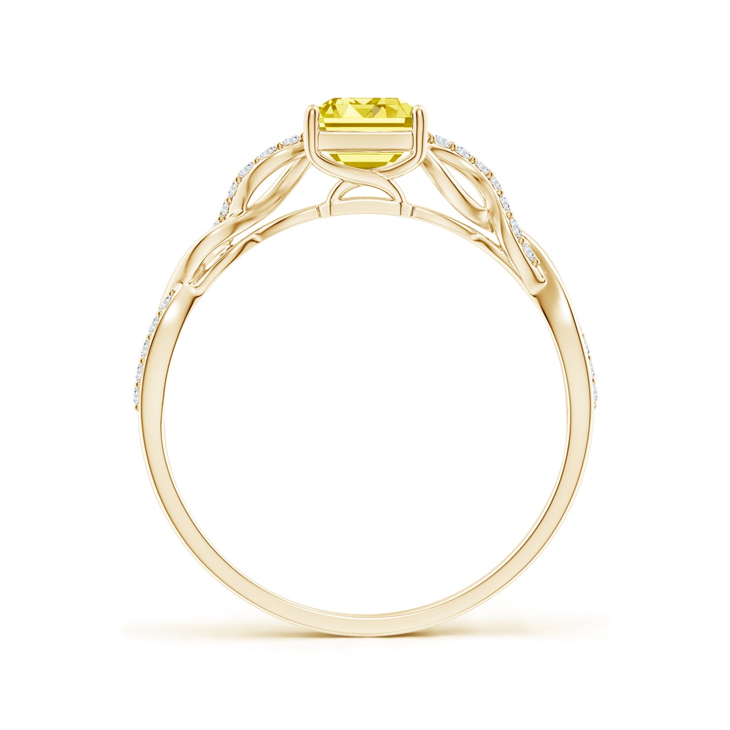 Emerald-Cut Solitaire Lab-Grown Fancy Intense Yellow Diamond Infinity Twist Ring