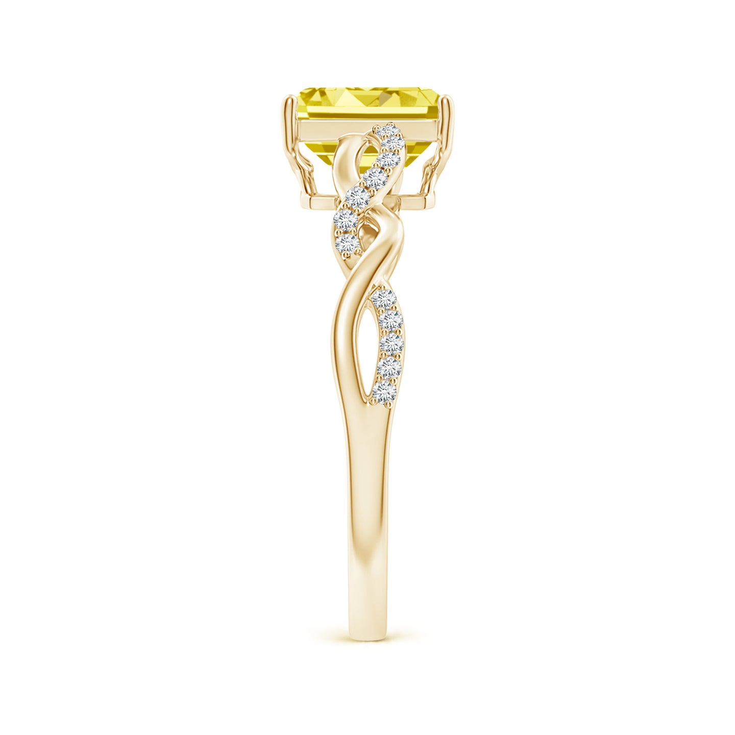 Emerald-Cut Solitaire Lab-Grown Fancy Intense Yellow Diamond Infinity Twist Ring