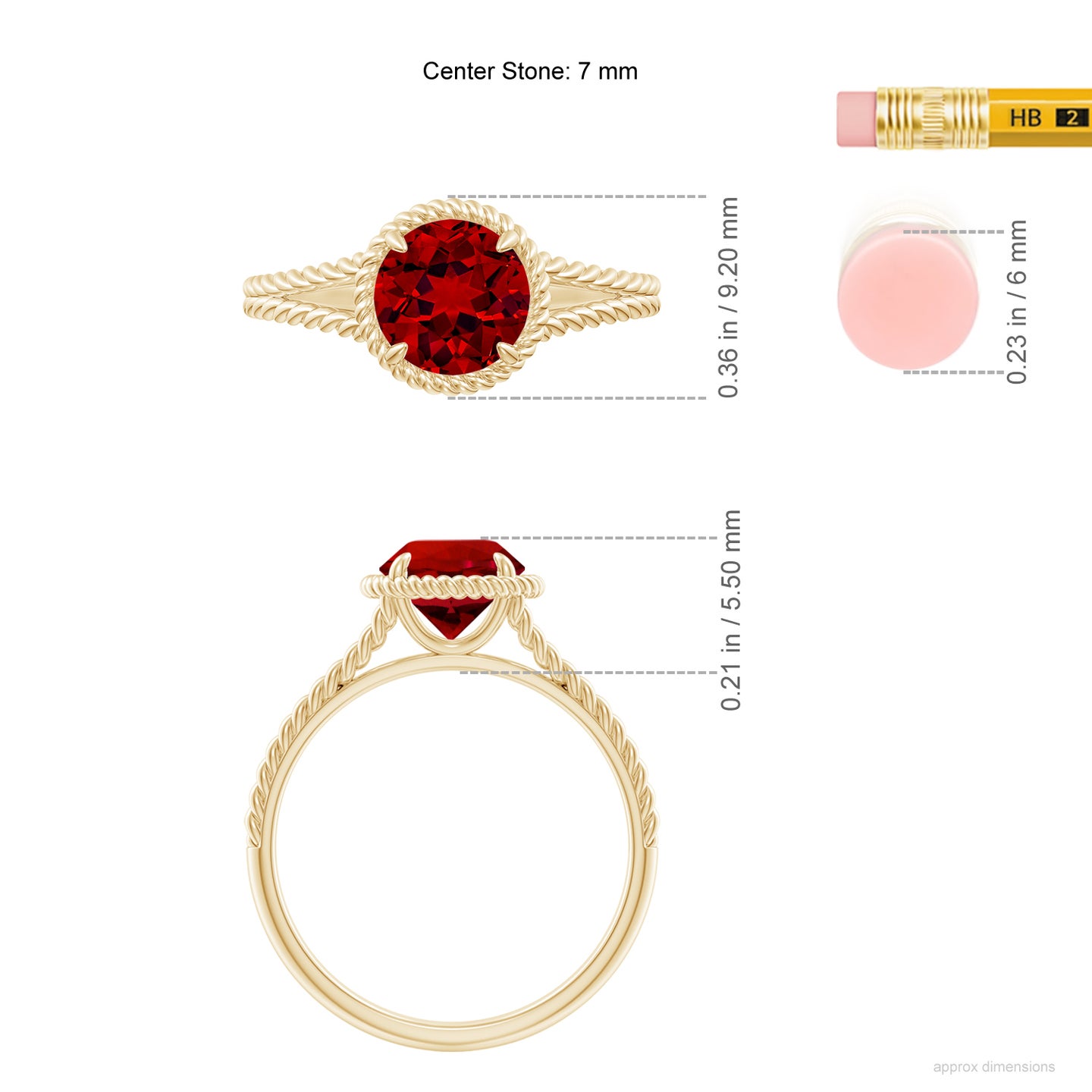 Lab-Grown Ruby Twist Rope Split Shank Ring | Angara India