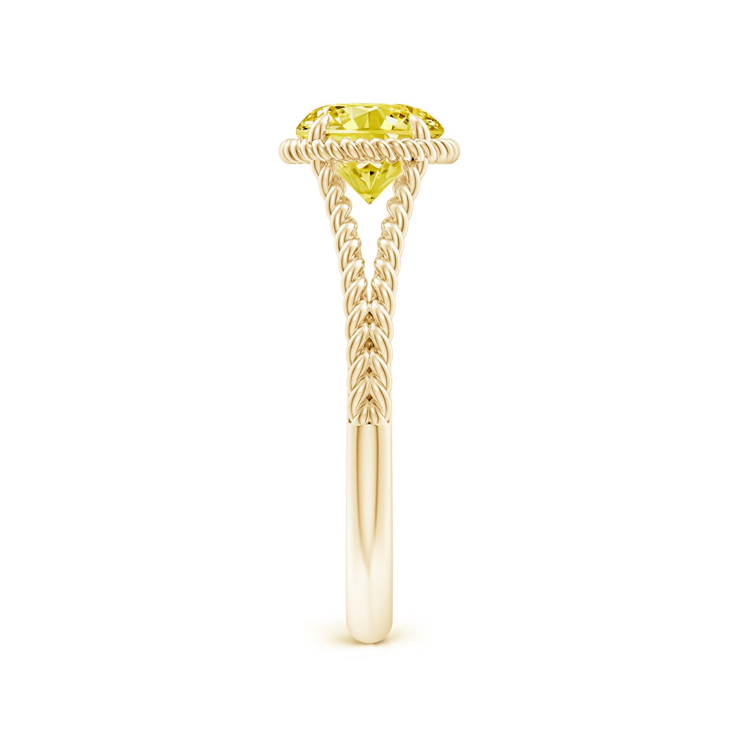 Lab-Grown Fancy Intense Yellow Diamond Twist Rope Split Shank Ring