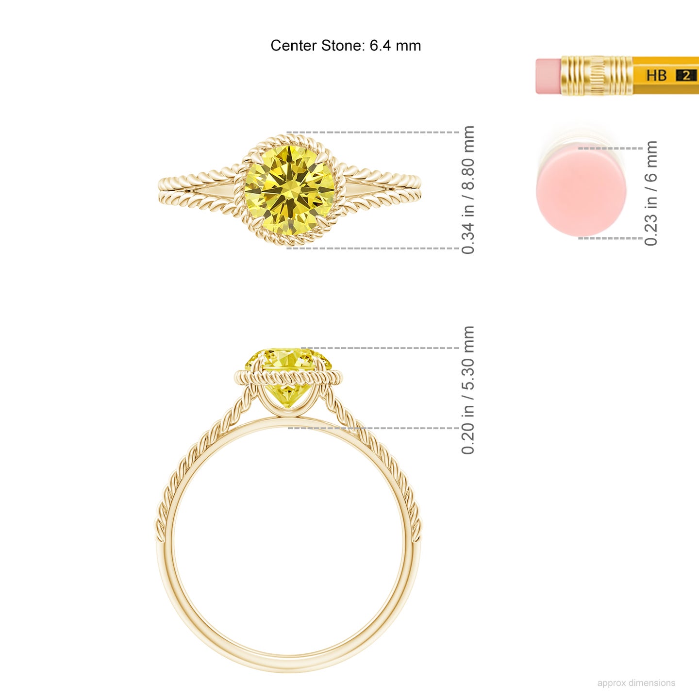 Lab-Grown Fancy Intense Yellow Diamond Twist Rope Split Shank Ring