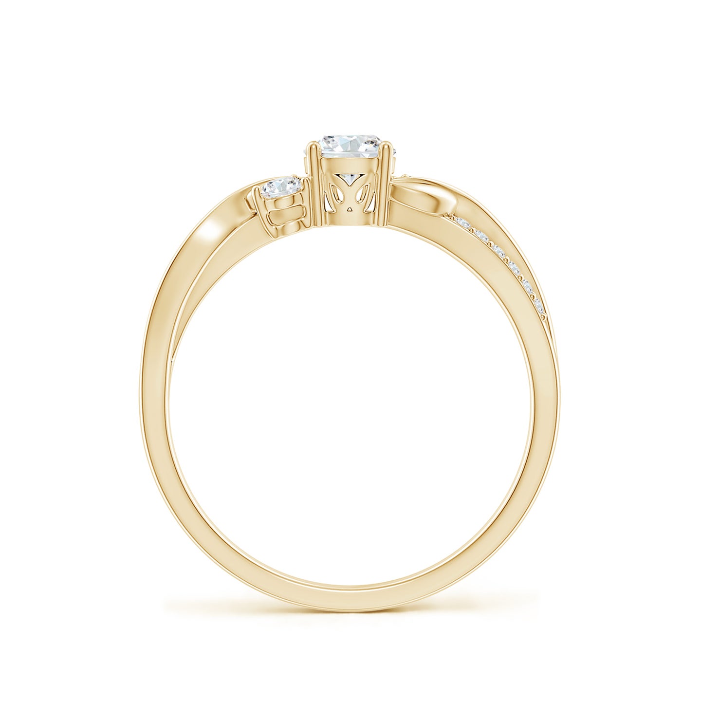 4.4mm FGVS Lab-Grown Three Stone Diamond Twisted Vine Ring in Yellow Gold
