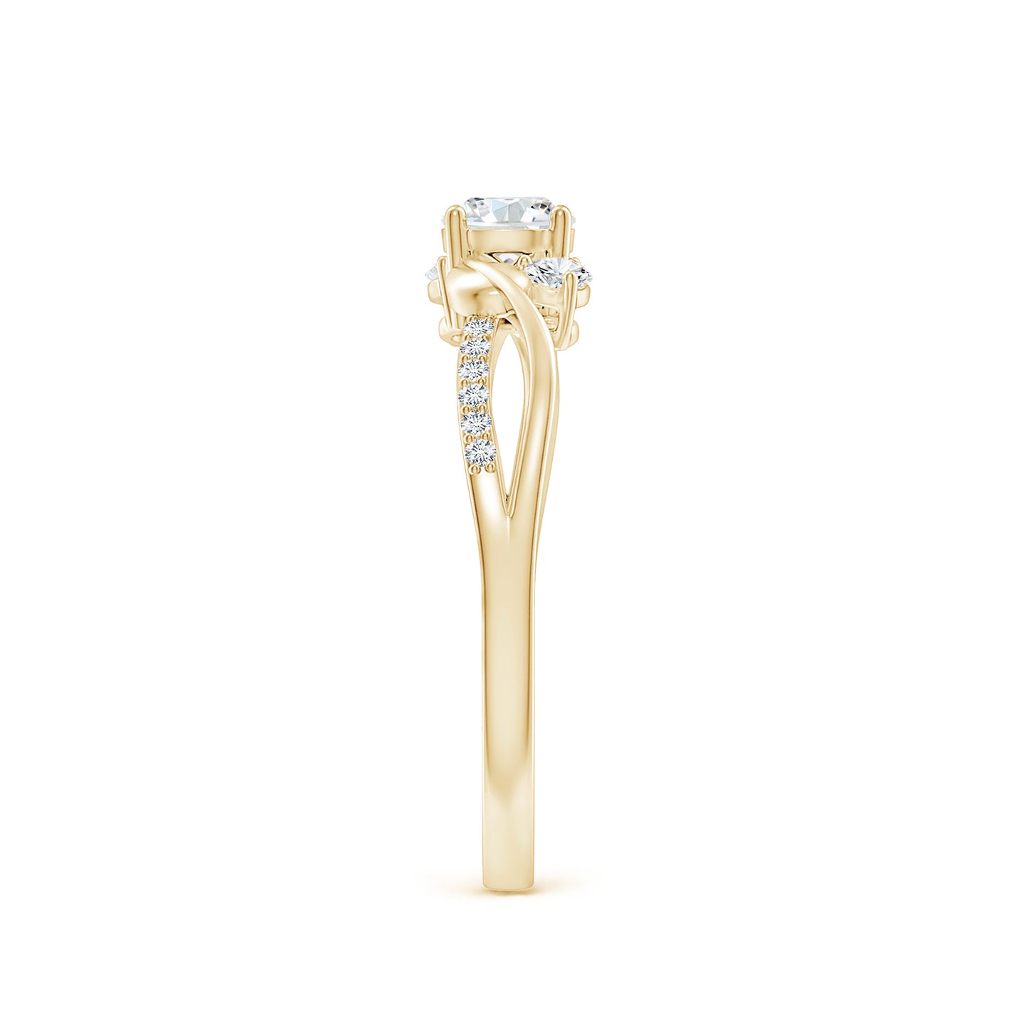 4.4mm FGVS Lab-Grown Three Stone Diamond Twisted Vine Ring in Yellow Gold