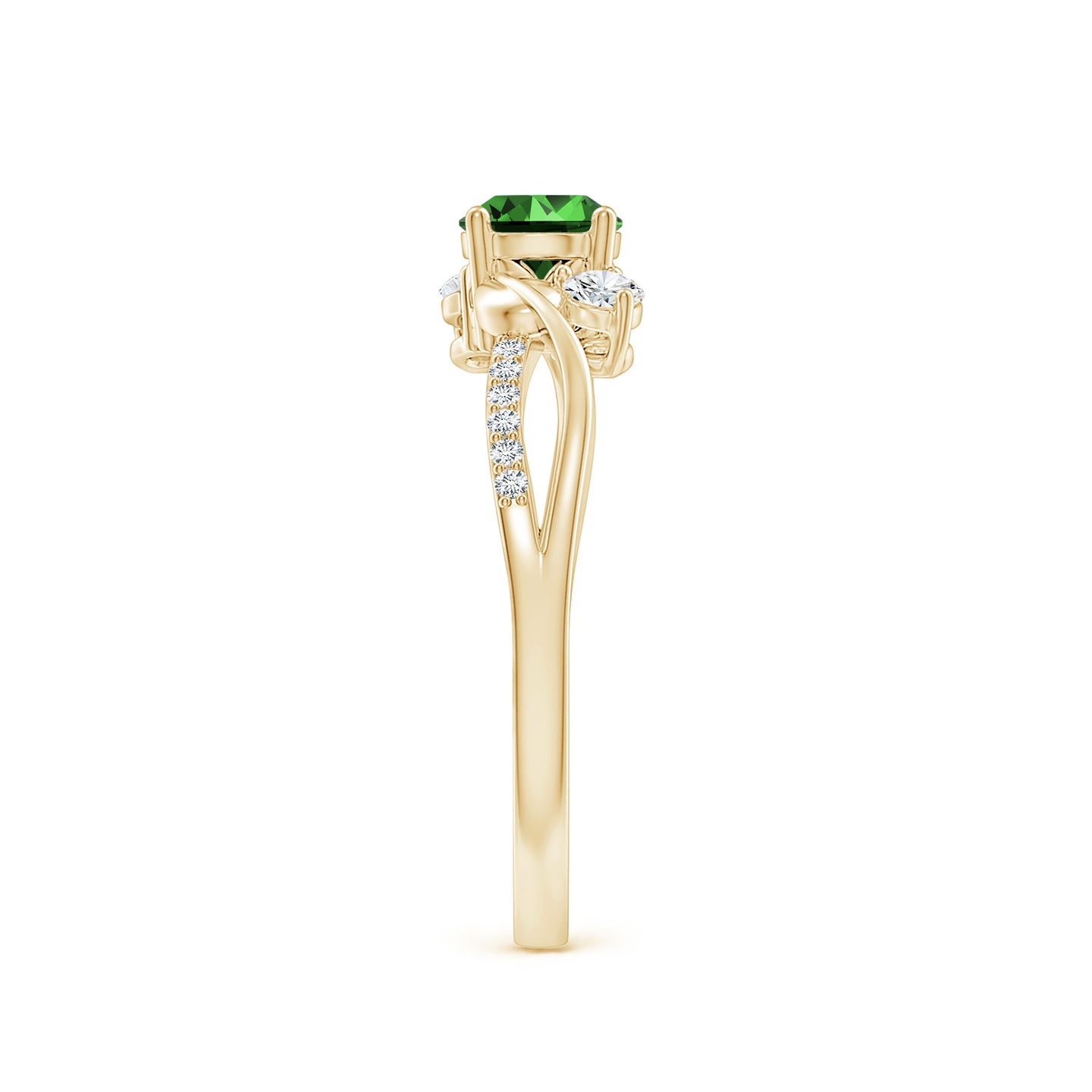 5mm Labgrown Lab-Grown Emerald and Diamond Twisted Vine Ring in Yellow Gold 5mm Labgrown Lab-Grown Emerald and Diamond Twisted Vine Ring in Yellow Gold