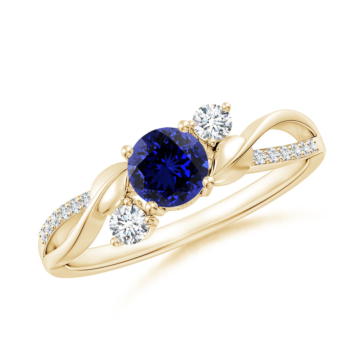 5mm Labgrown Lab-Grown Sapphire and Diamond Twisted Vine Ring in Yellow Gold