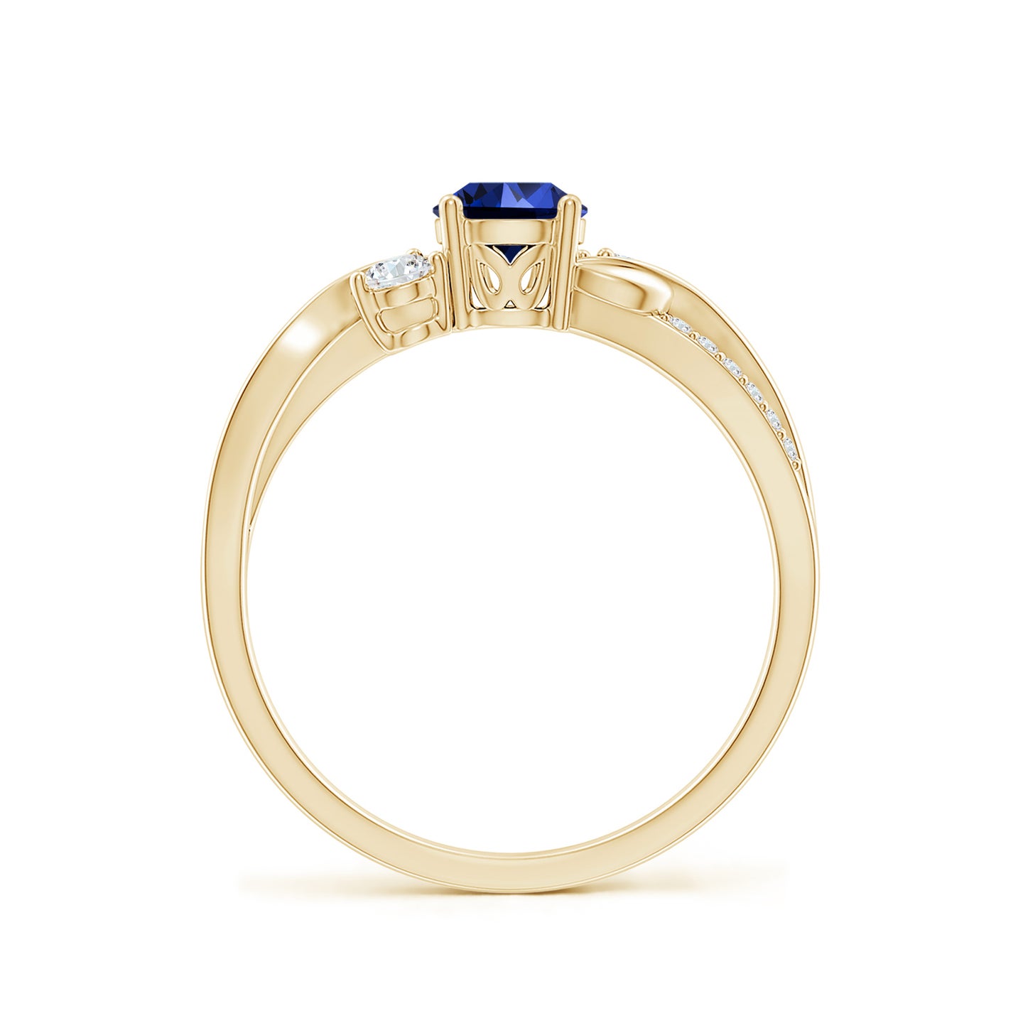 5mm Labgrown Lab-Grown Sapphire and Diamond Twisted Vine Ring in Yellow Gold