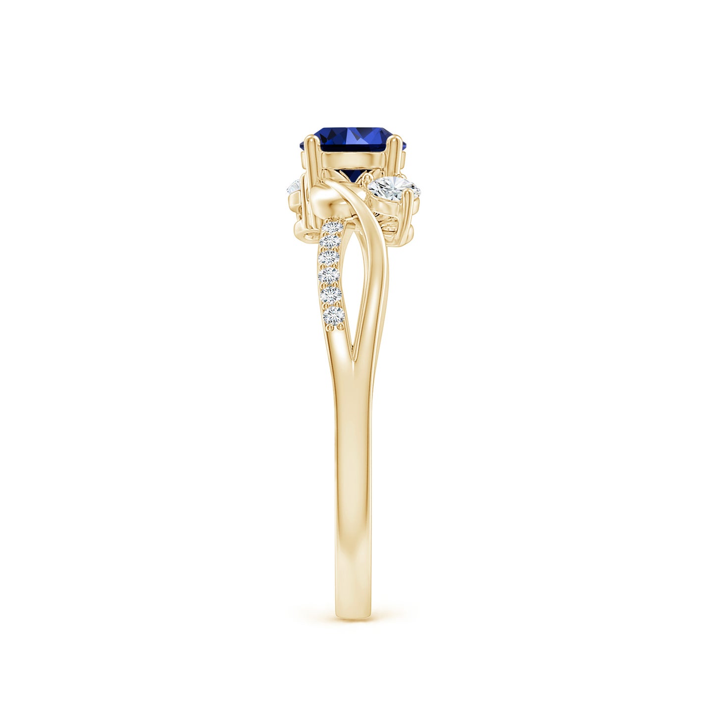 5mm Labgrown Lab-Grown Sapphire and Diamond Twisted Vine Ring in Yellow Gold