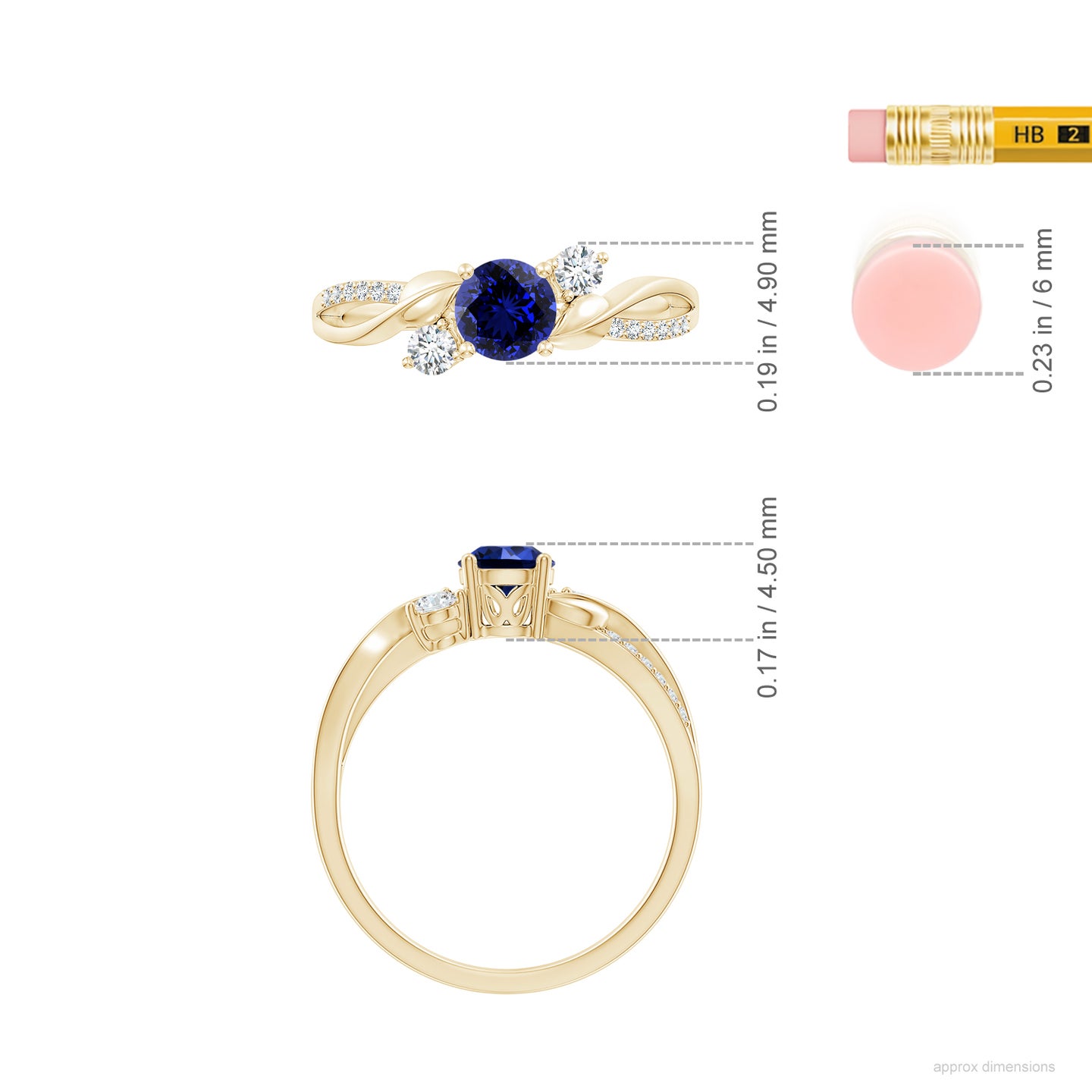 5mm Labgrown Lab-Grown Sapphire and Diamond Twisted Vine Ring in Yellow Gold