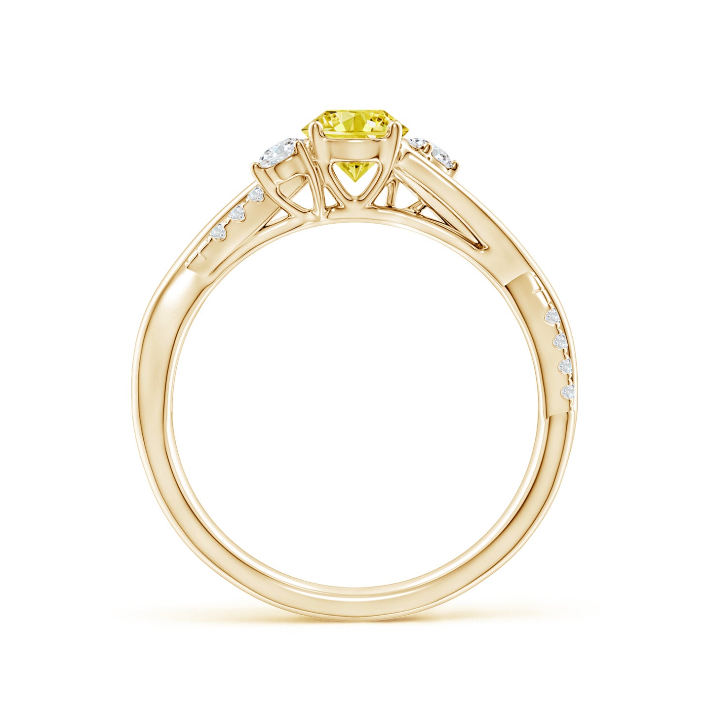 Nature Inspired Lab-Grown Fancy Intense Yellow & White Diamond Twisted Vine Ring