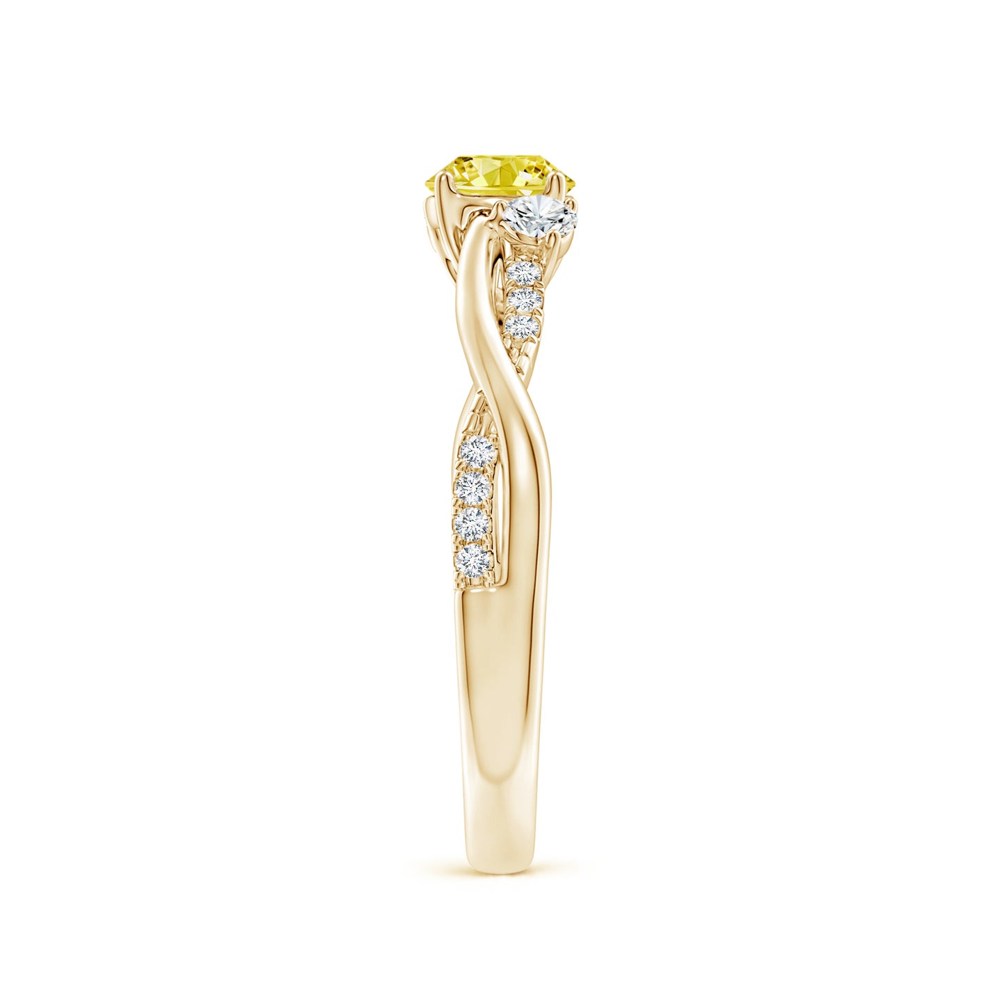 Nature Inspired Lab-Grown Fancy Intense Yellow & White Diamond Twisted Vine Ring