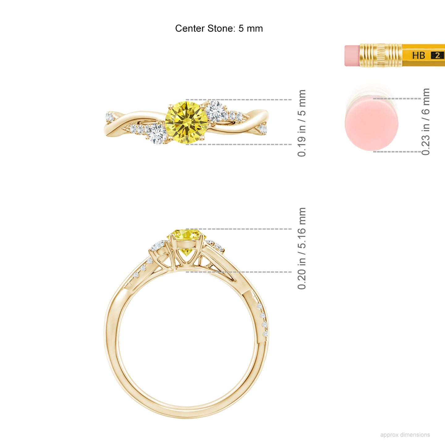 Nature Inspired Lab-Grown Fancy Intense Yellow & White Diamond Twisted Vine Ring