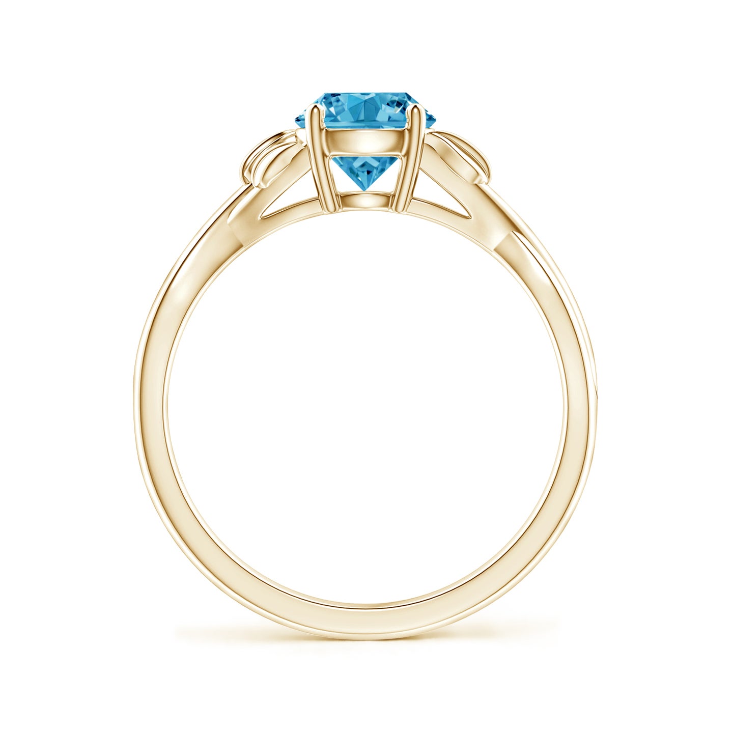Nature Inspired Lab-Grown Fancy Intense Blue Diamond Crossover Ring with Leaf Motifs