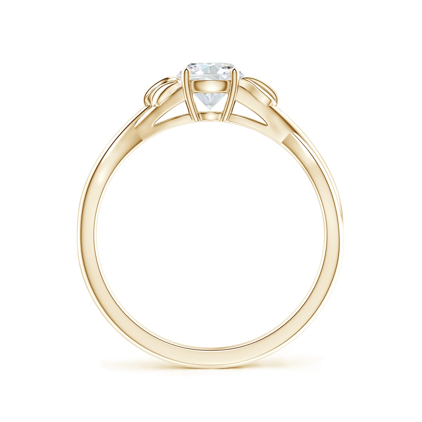 Lab-Grown Nature Inspired Diamond Crossover Ring with Leaf Motifs