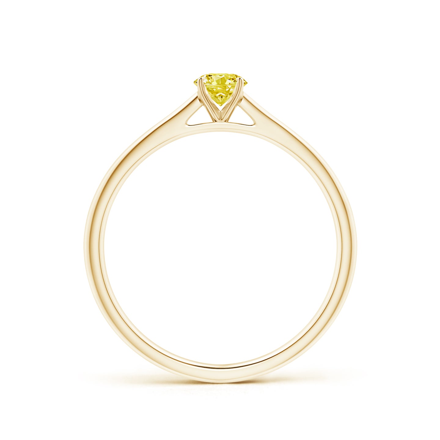 Round Lab-Grown Fancy Intense Yellow Diamond Tapered Cathedral Solitaire Engagement Ring