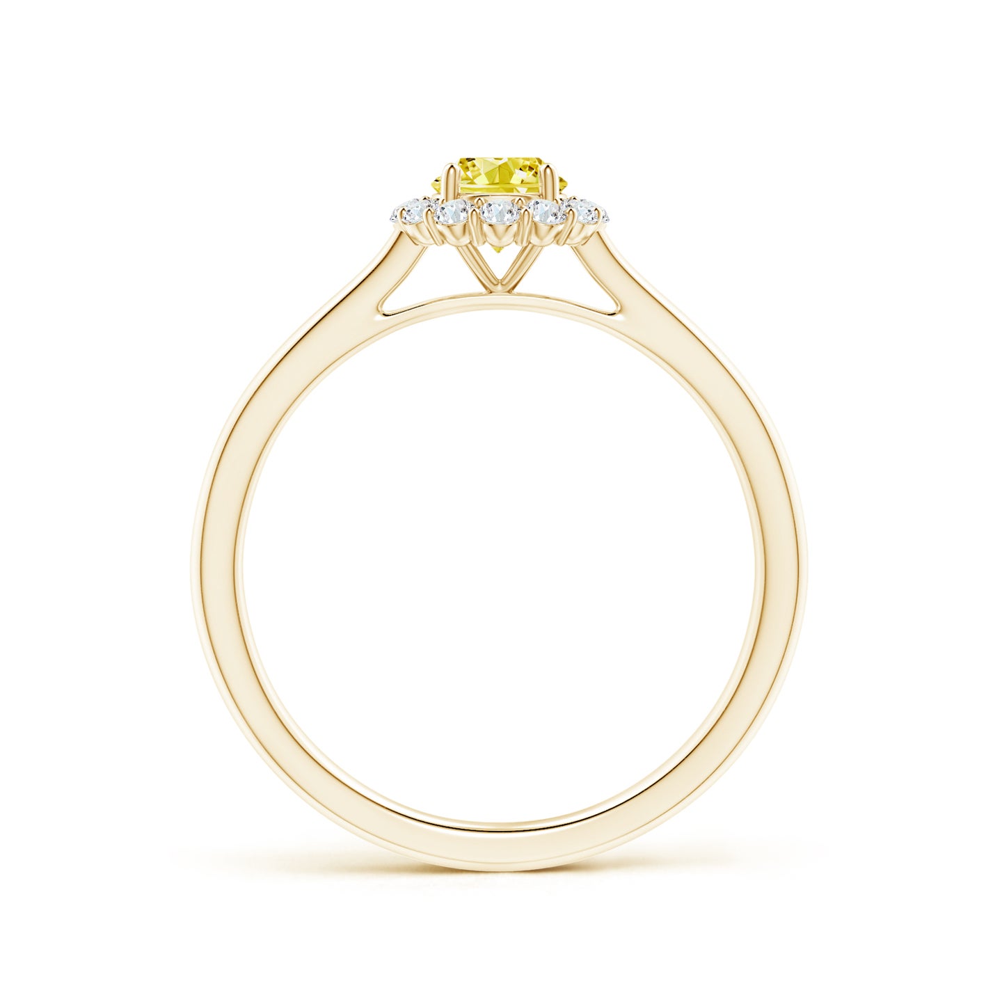 Classic Round Lab-Grown Fancy Intense Yellow Diamond Scalloped Halo Ring Classic Round Lab-Grown Fancy Intense Yellow Diamond Scalloped Halo Ring