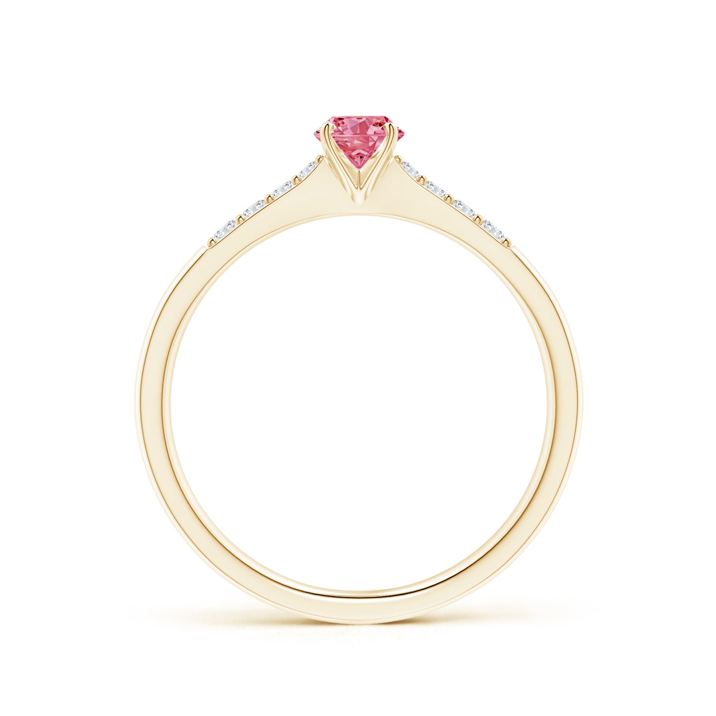 Solitaire Lab-Grown Fancy Intense Pink Diamond Tapered Shank Engagement Ring with Accents Solitaire Lab-Grown Fancy Intense Pink Diamond Tapered Shank Engagement Ring with Accents