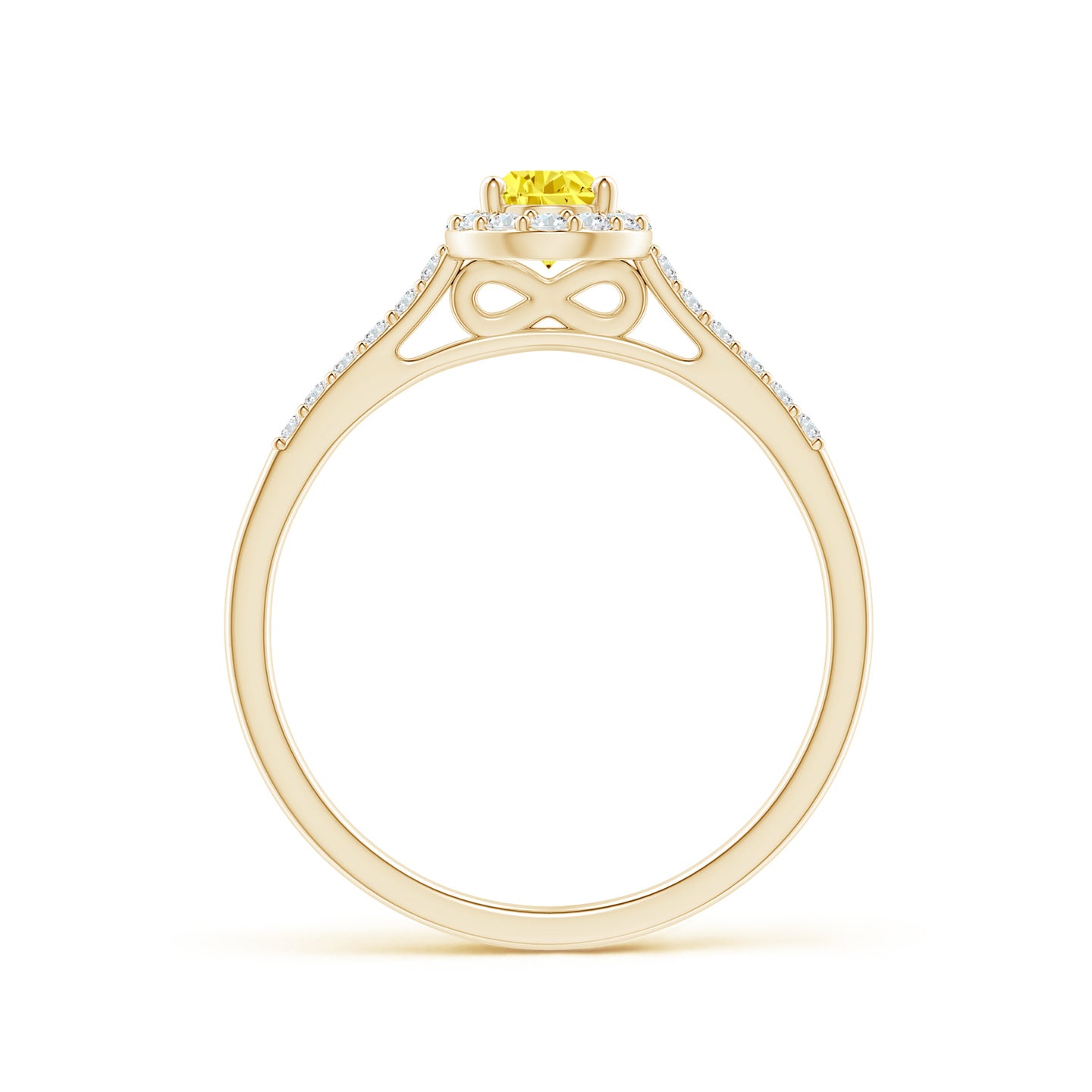 Pear-Shaped Lab-Grown Fancy Intense Yellow Diamond Halo Engagement Ring with Accents