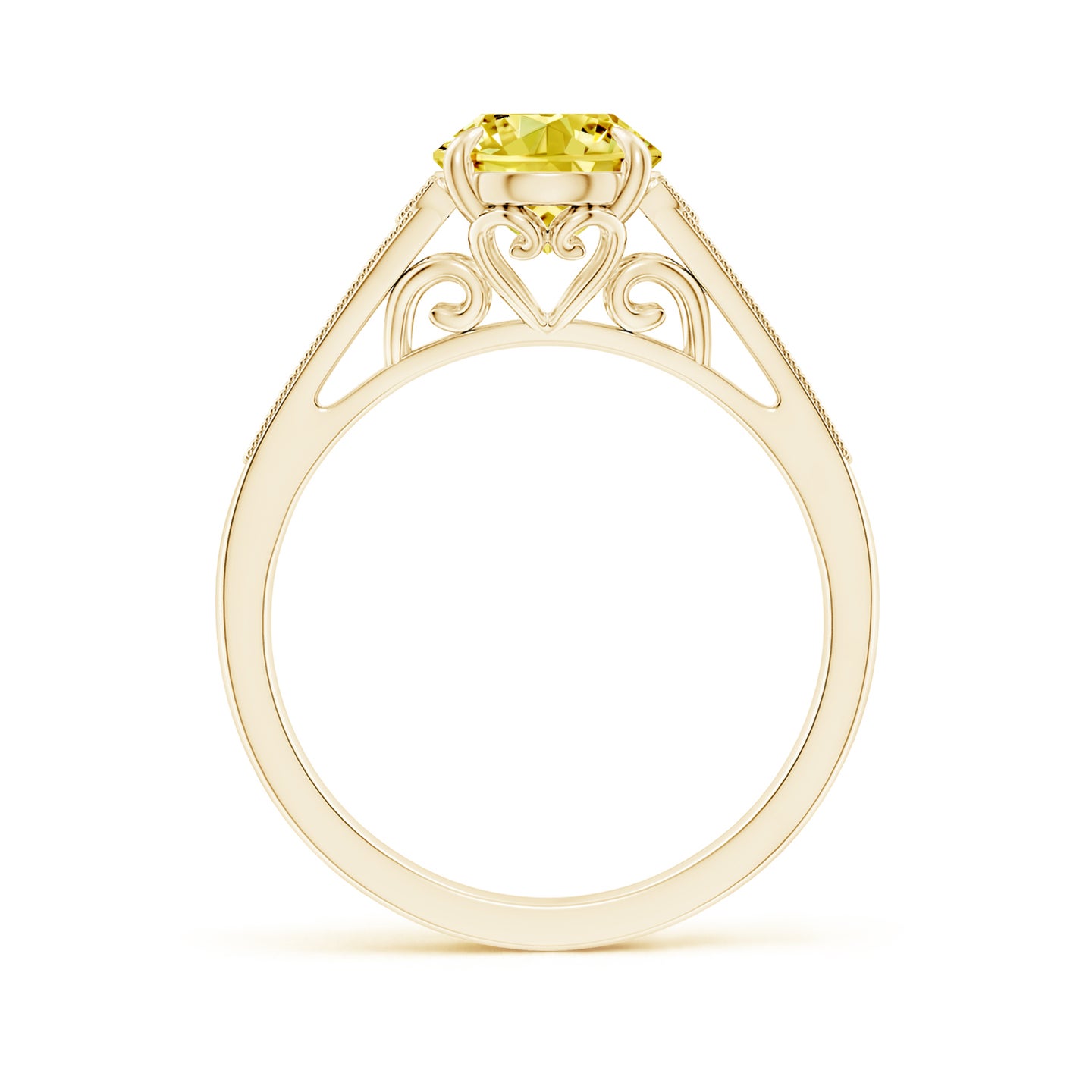 Aeon Vintage Inspired Oval Lab-Grown Fancy Intense Yellow Diamond Solitaire Engagement Ring with Milgrain