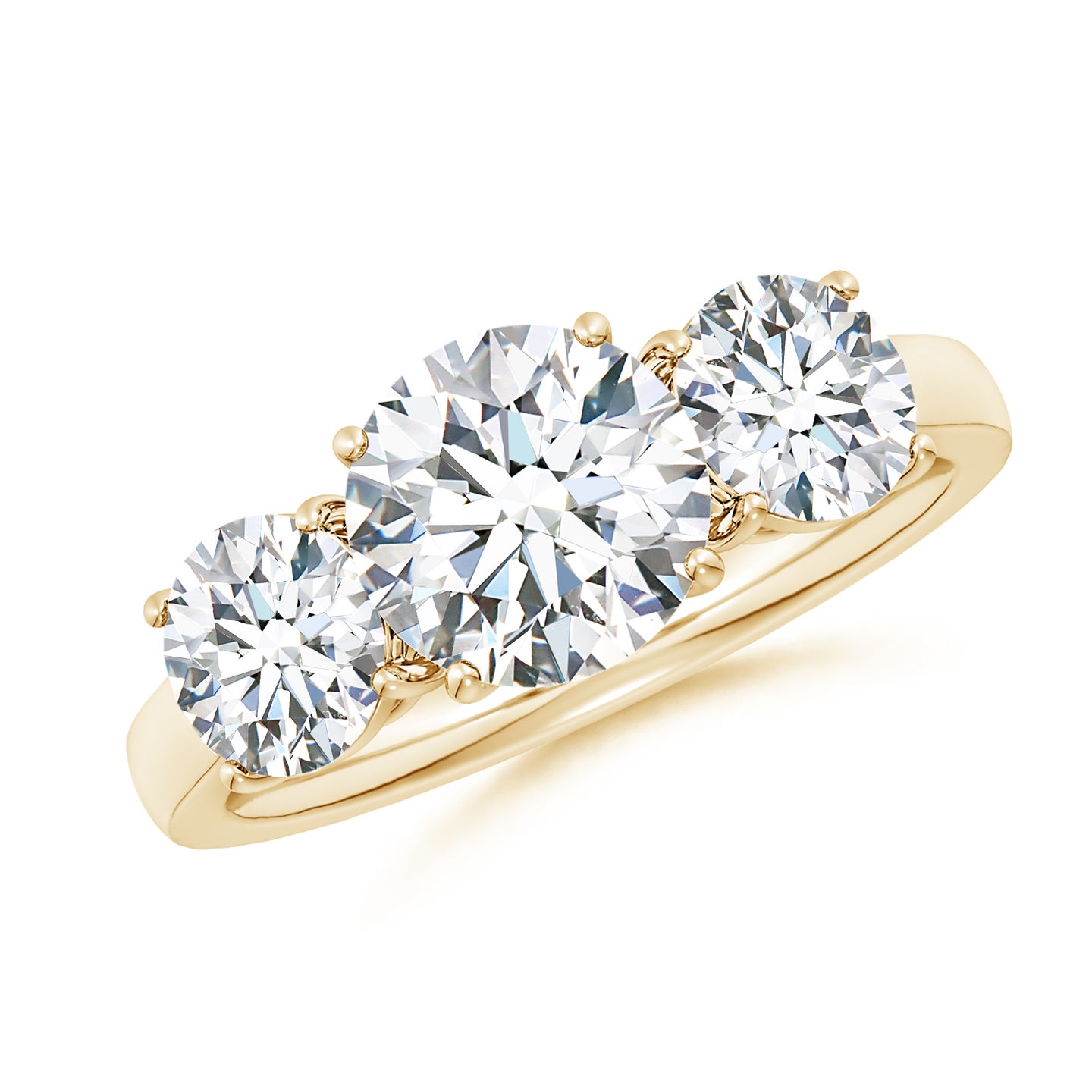 Lab-Grown Round Diamond Three Stone Classic Engagement Ring