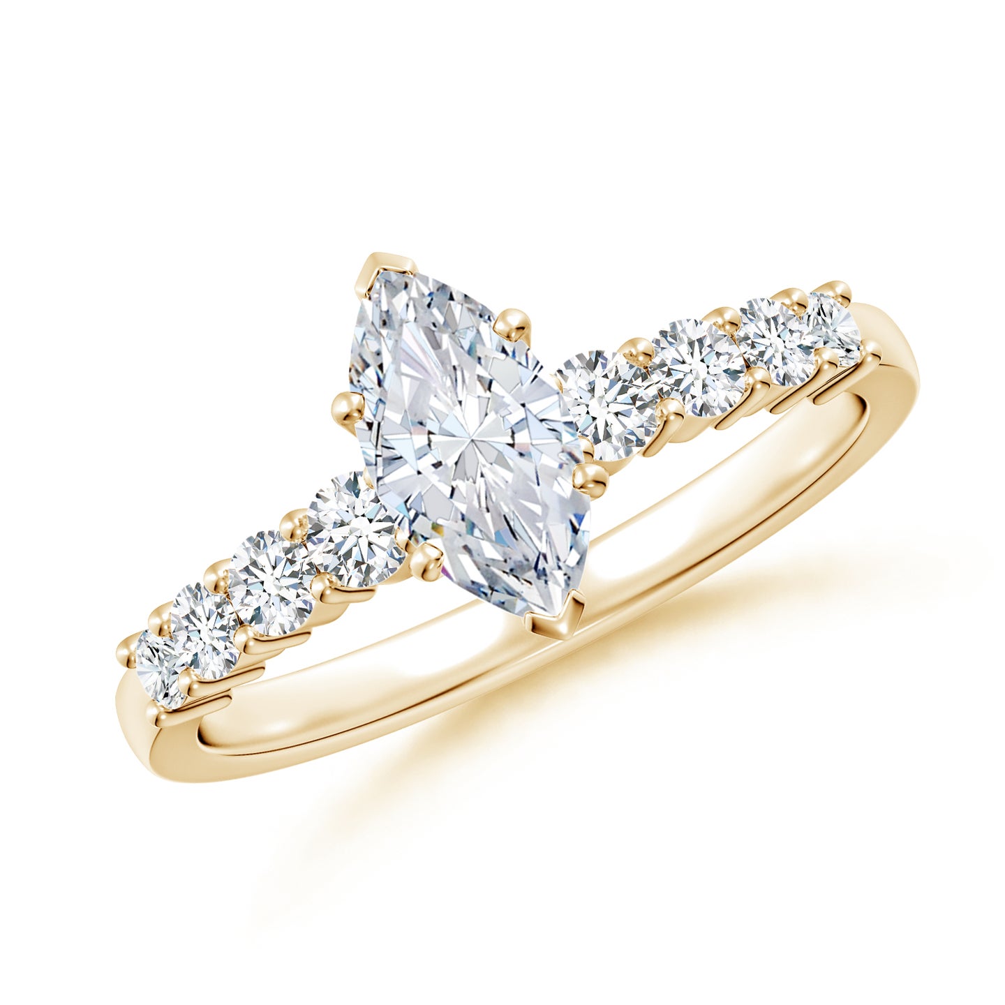 Lab-Grown Solitaire Marquise Diamond Graduated Engagement Ring