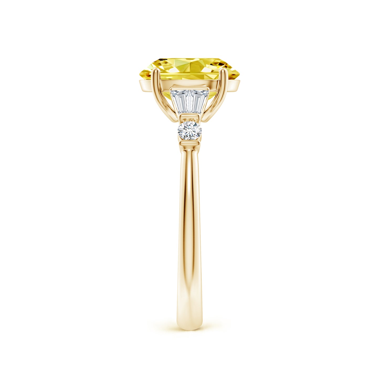 Oval Lab-Grown Fancy Intense Yellow Diamond Side Stone Cocktail Ring