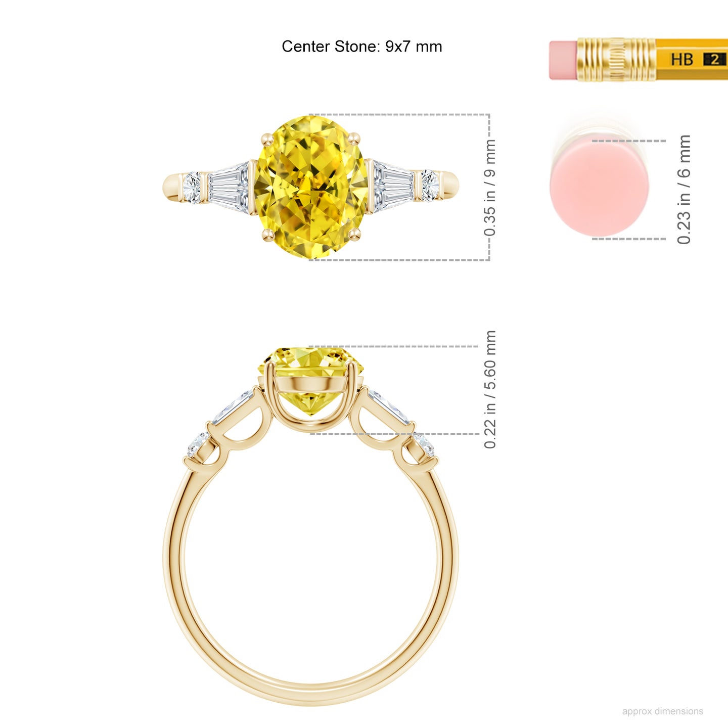 Oval Lab-Grown Fancy Intense Yellow Diamond Side Stone Cocktail Ring