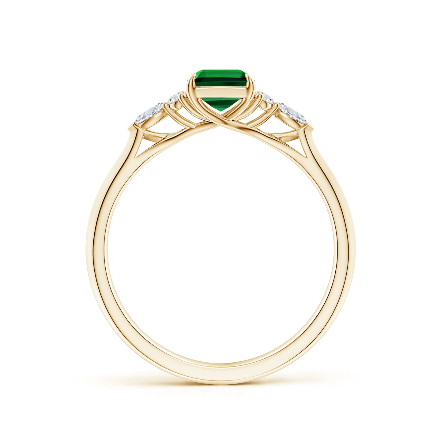 Lab-Grown Emerald-Cut Emerald Side Stone Engagement Ring with Diamonds Lab-Grown Emerald-Cut Emerald Side Stone Engagement Ring with Diamonds