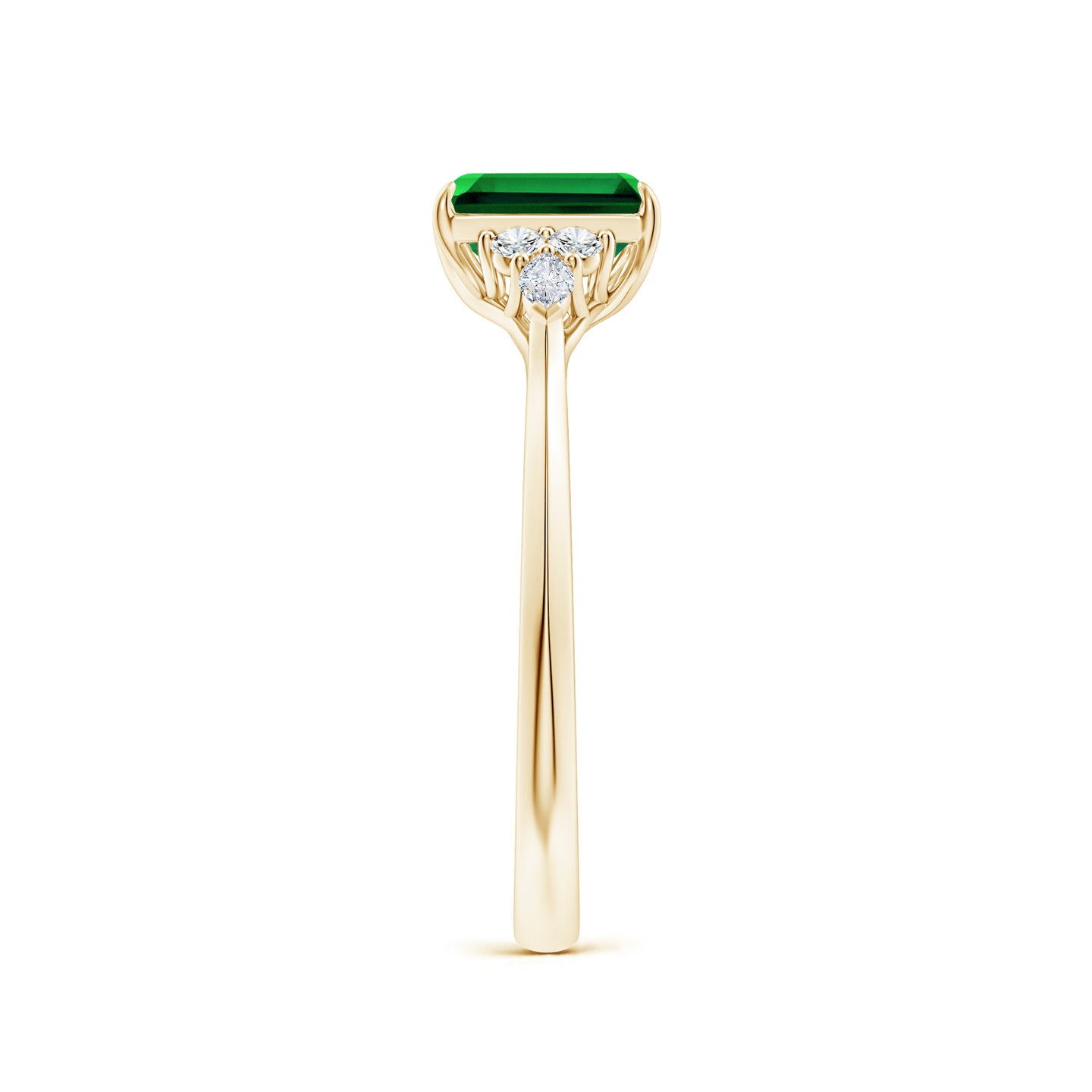 Lab-Grown Emerald-Cut Emerald Side Stone Engagement Ring with Diamonds Lab-Grown Emerald-Cut Emerald Side Stone Engagement Ring with Diamonds