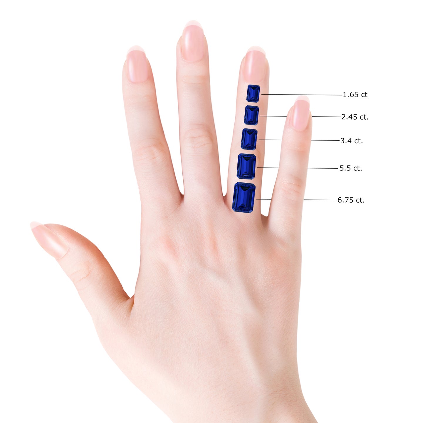 Emerald-Cut Lab-Grown Blue Sapphire Side Stone Engagement Ring with Diamonds