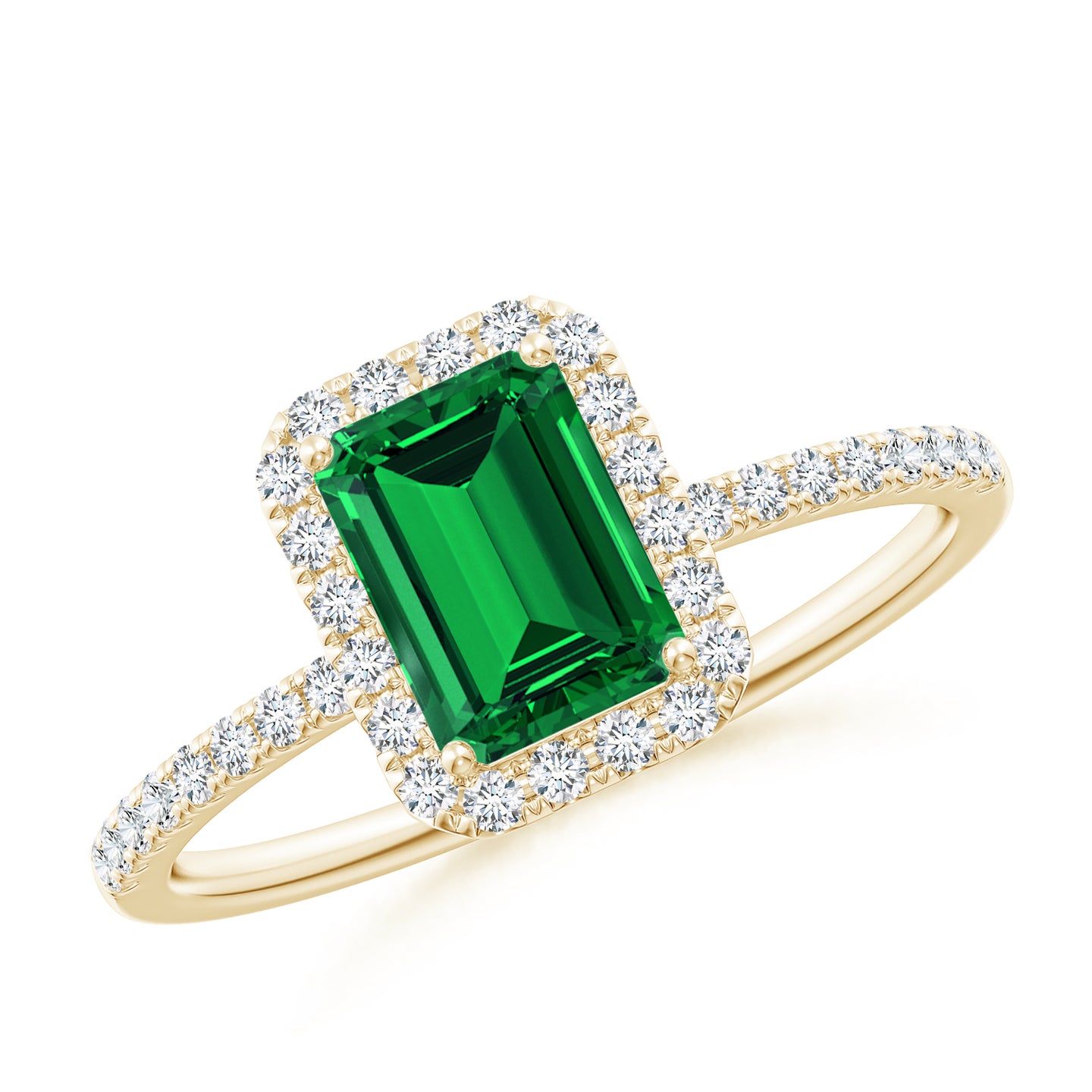 Lab-Grown Emerald-Cut Emerald Classic Halo Engagement Ring Lab-Grown Emerald-Cut Emerald Classic Halo Engagement Ring