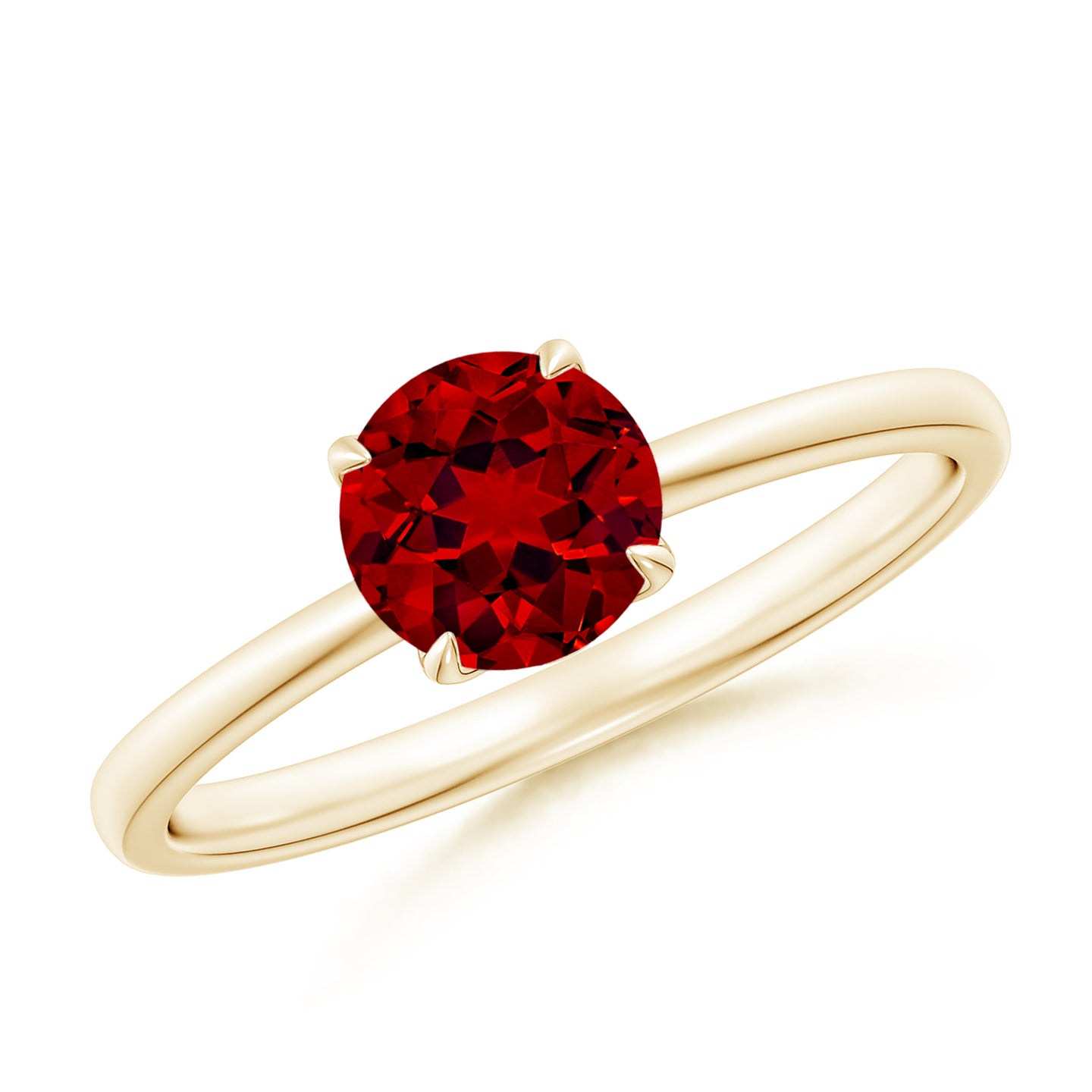 Solitaire Round Claw-Set Lab-Grown Ruby Classic Engagement Ring