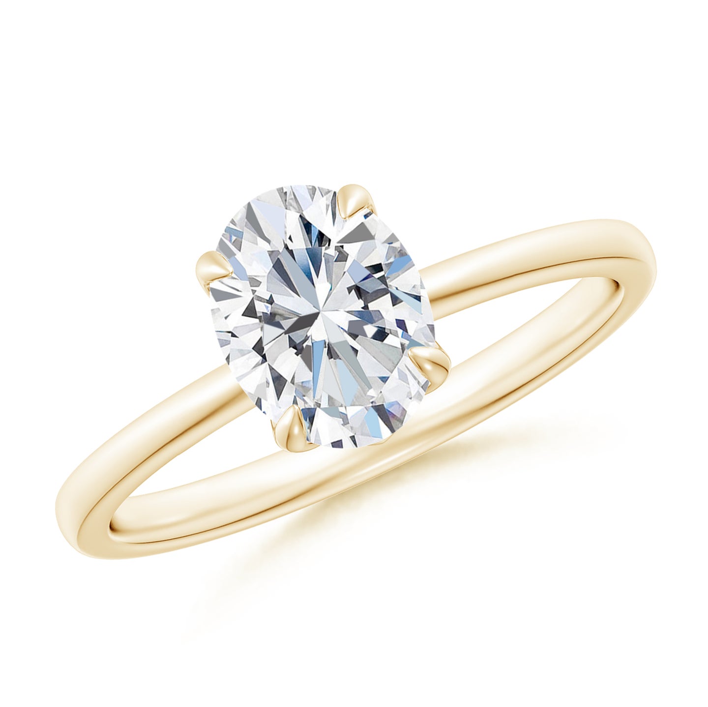 Solitaire Oval Claw-Set Lab-Grown Diamond Classic Engagement Ring